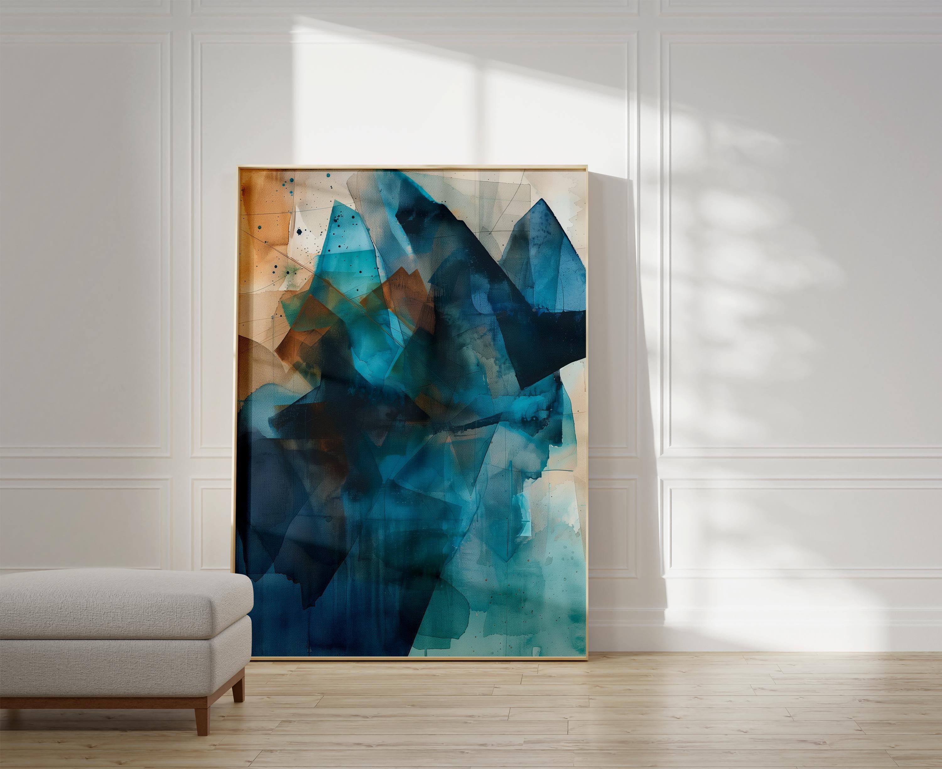 Wall art, abstract painting, large canvas art, giclee print, modern abstract art, art print, beige & teal abstract art | Aurora Muse 345
