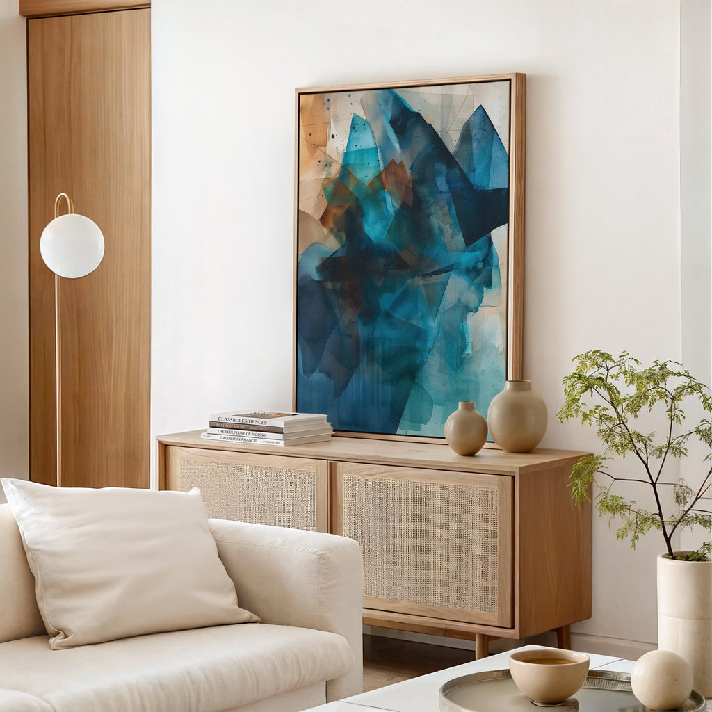 Wall art, abstract painting, large canvas art, giclee print, modern abstract art, art print, beige & teal abstract art | Aurora Muse 345