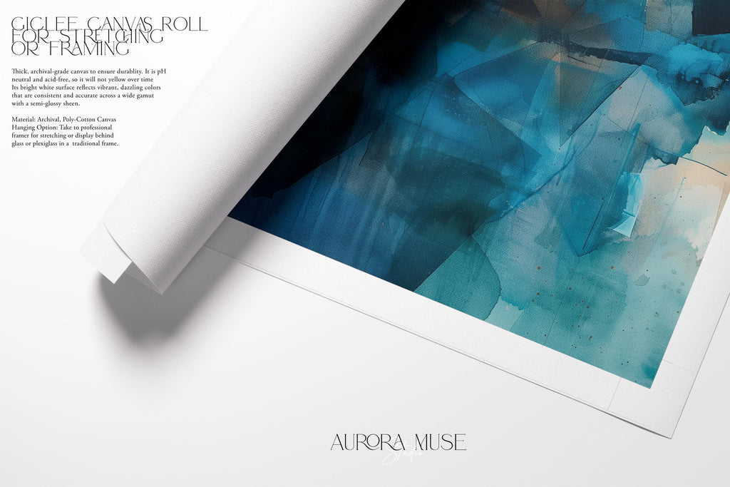 Wall art, abstract painting, large canvas art, giclee print, modern abstract art, art print, beige & teal abstract art | Aurora Muse 345