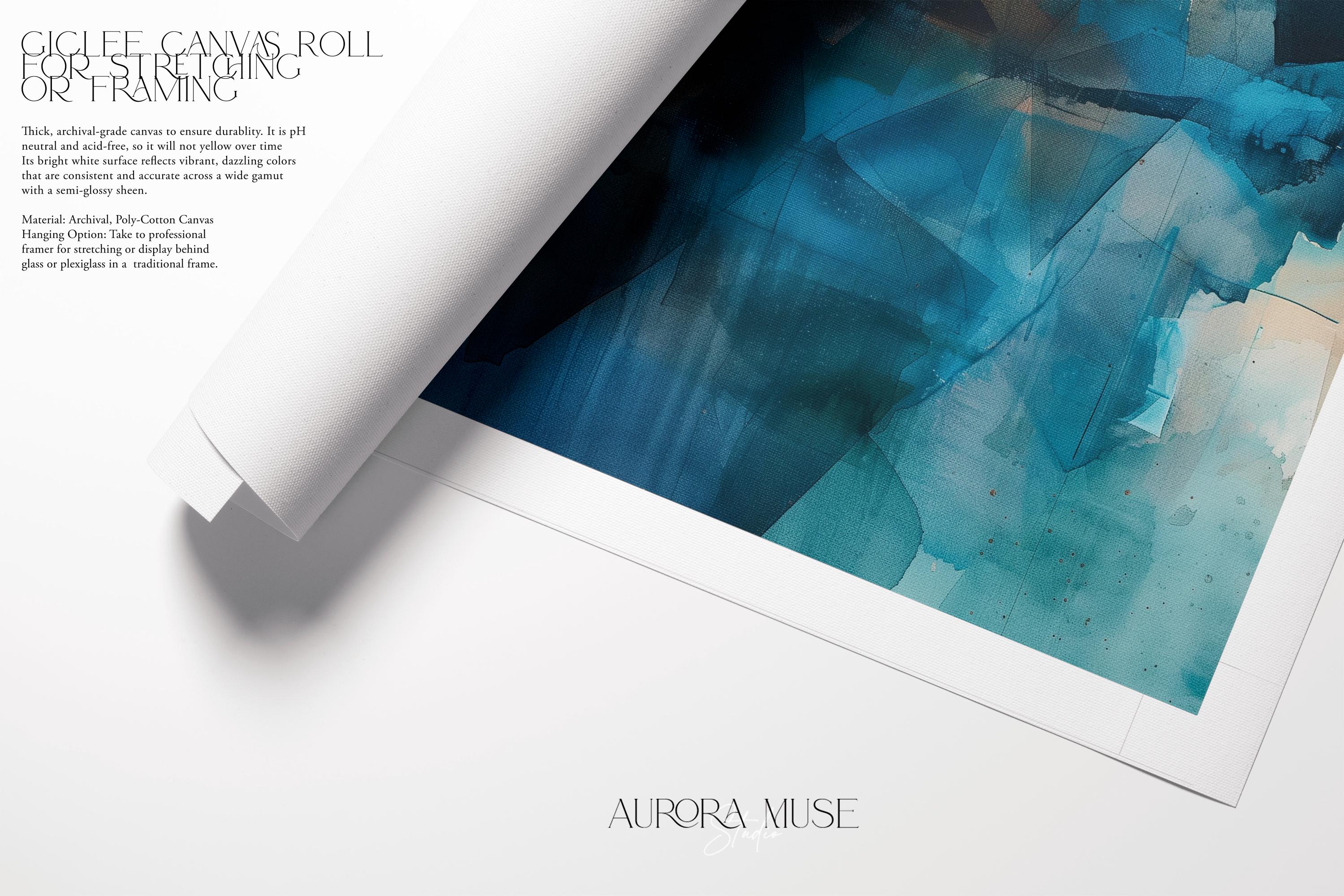 Wall art, abstract painting, large canvas art, giclee print, modern abstract art, art print, beige & teal abstract art | Aurora Muse 345