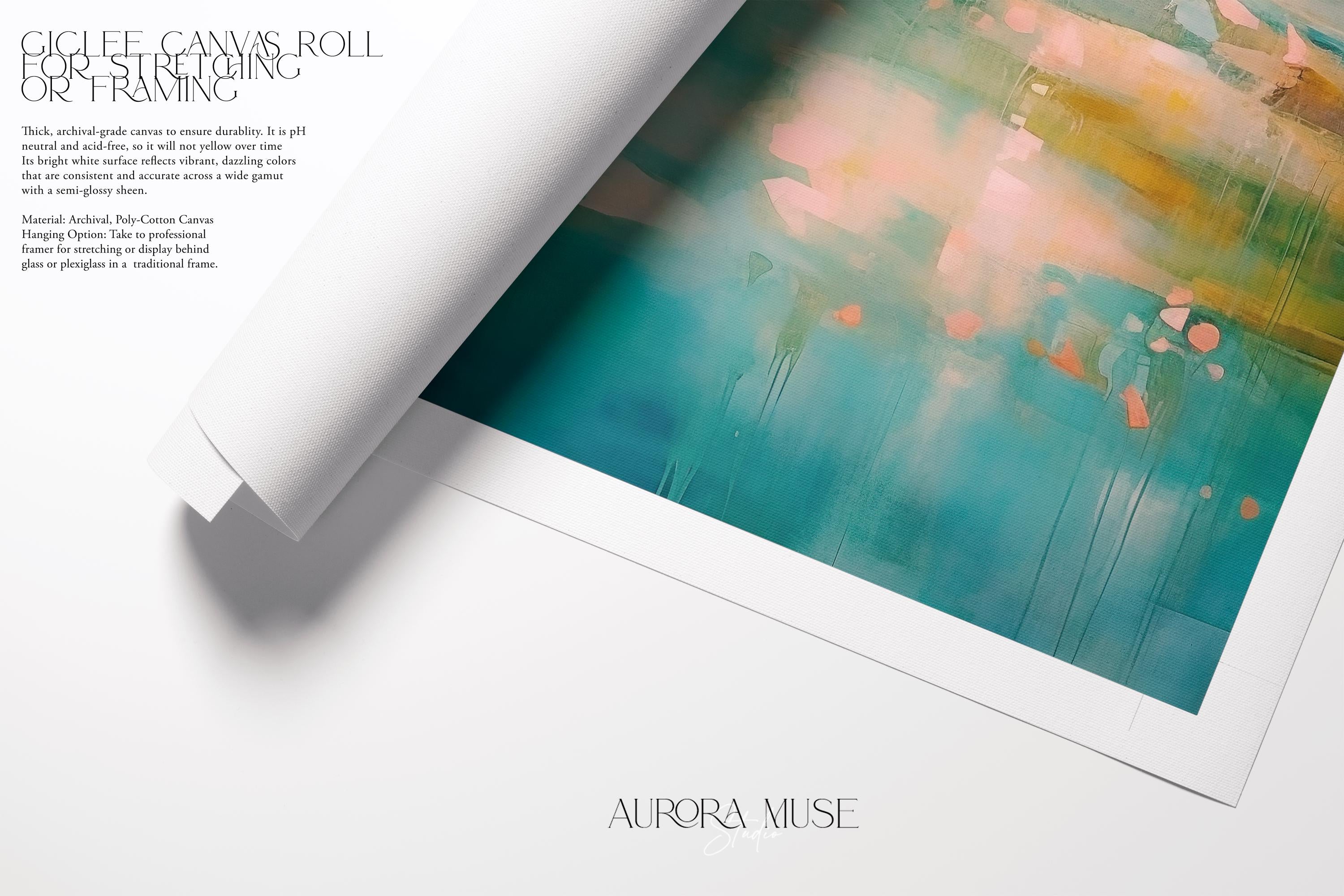 Abstract art, Teal green large wall art, Abstract painting print, Pink Green abstract landscape | Aurora Muse 055