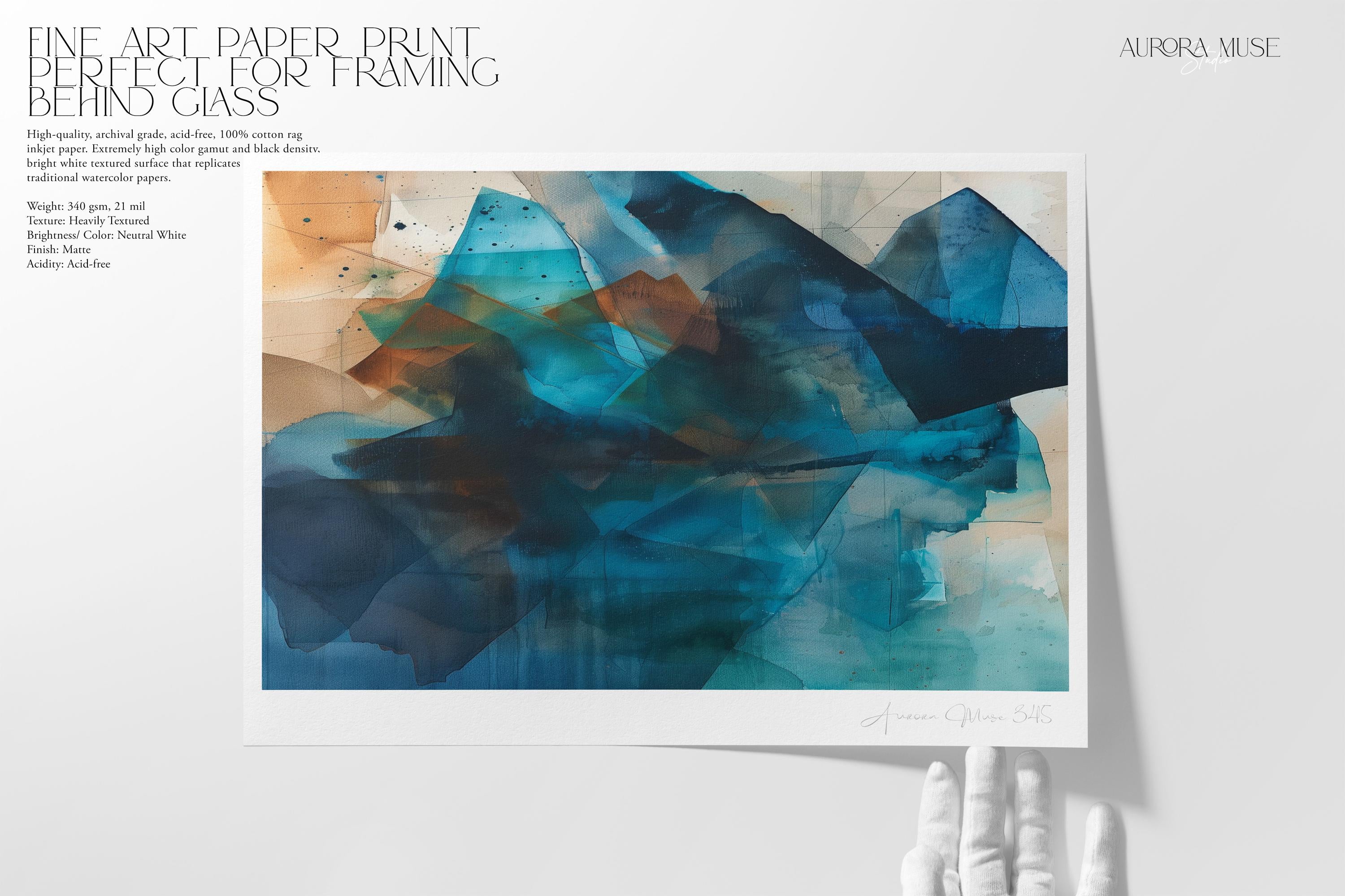 Wall art, abstract painting, large canvas art, giclee print, modern abstract art, art print, beige & teal abstract art | Aurora Muse 345