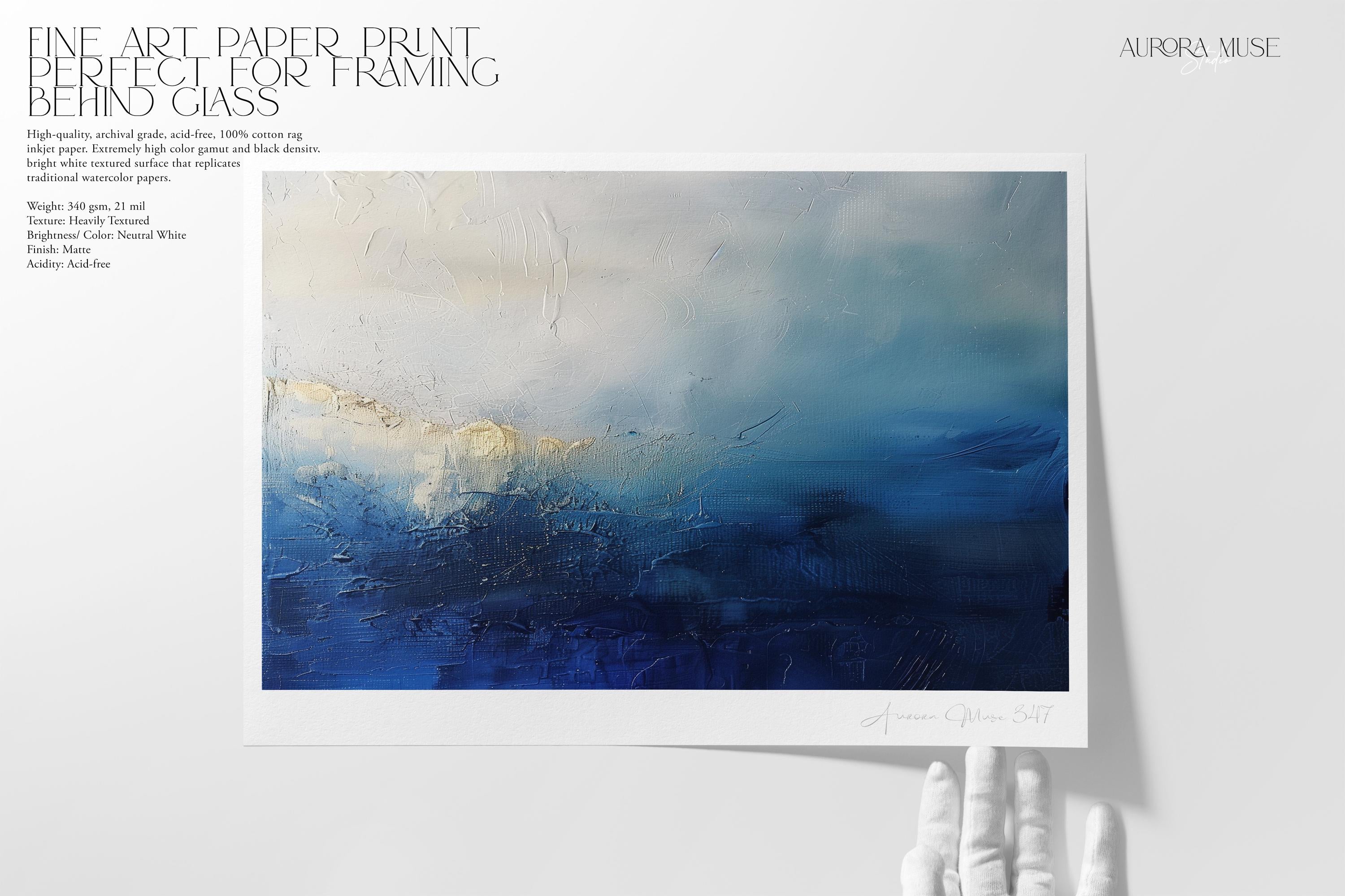 Living Room Decor - Abstract Wall Art Print - Oversized Blue Canvas - Minimalist Statement Art for Home, Beach House Summer Decor | 347
