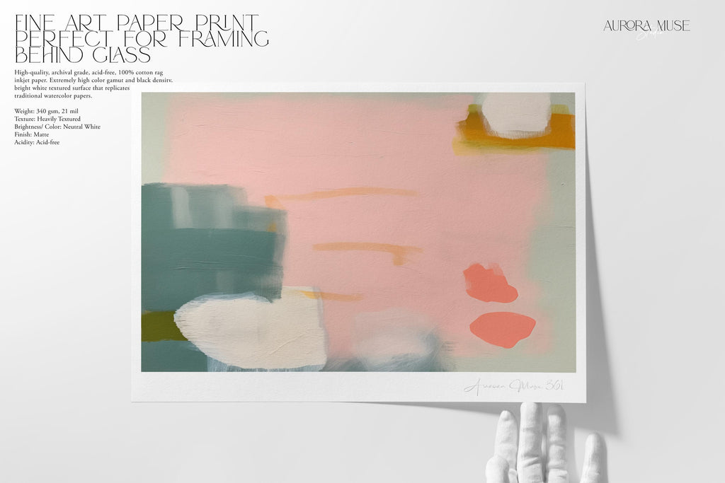 Large Framed Abstract Wall Art | Colorful Pink & Sage Green Canvas Print | Modern Home Decor Gift | Aurora Muse 361