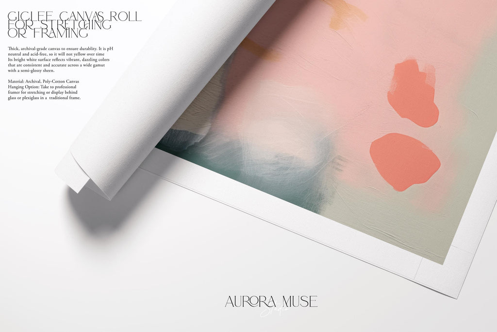 Large Framed Abstract Wall Art | Colorful Pink & Sage Green Canvas Print | Modern Home Decor Gift | Aurora Muse 361