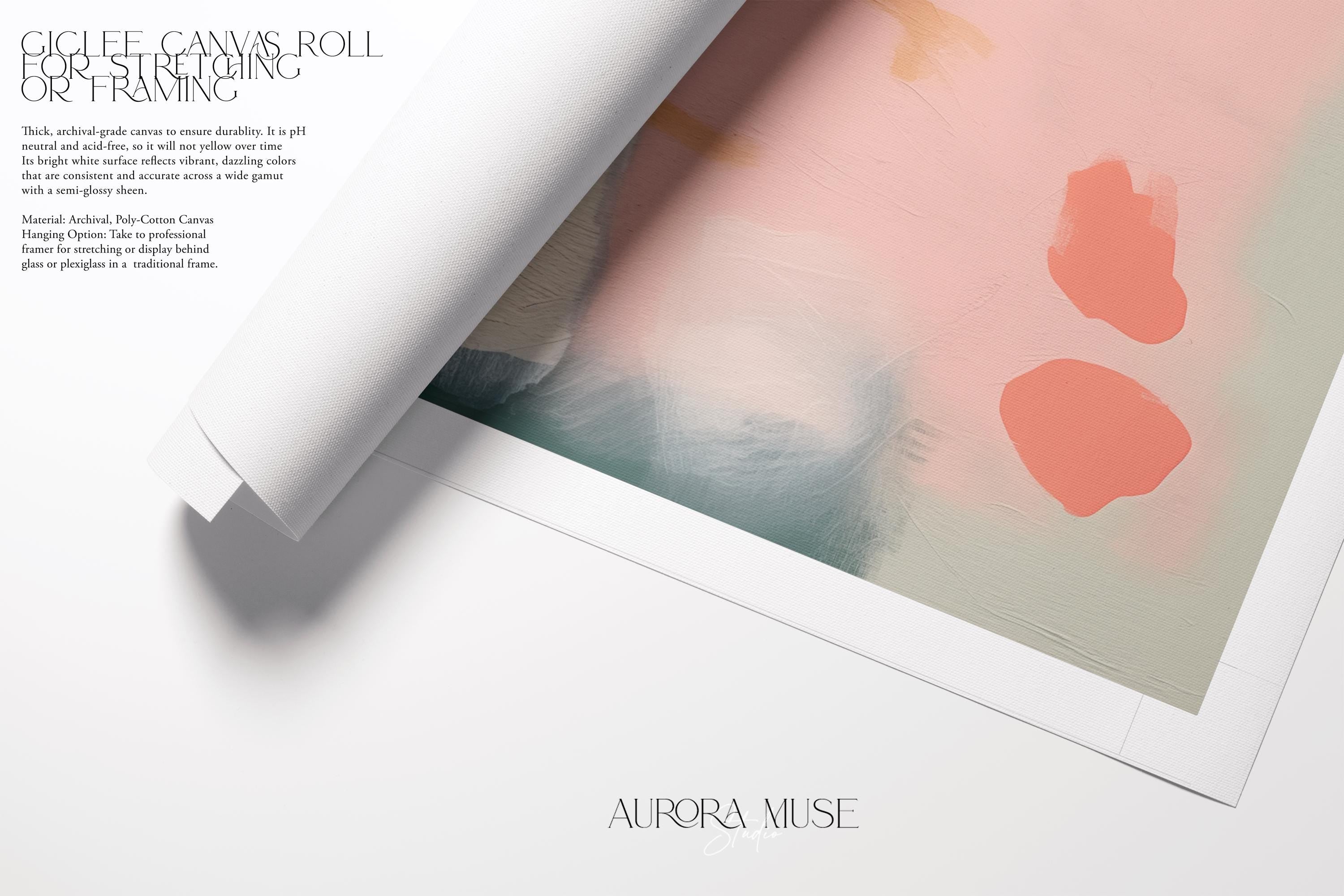 Large Framed Abstract Wall Art | Colorful Pink & Sage Green Canvas Print | Modern Home Decor Gift | Aurora Muse 361