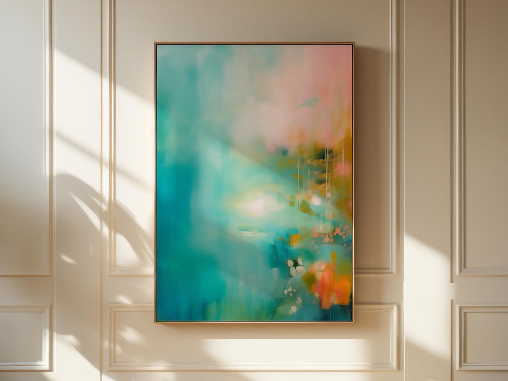 Abstract Wall Art - Teal Pink Wall Art - Abstract art Print - Teal Art - Maximalist Decor - Teal Ink Artwork - Modern Art | Aurora Muse 364