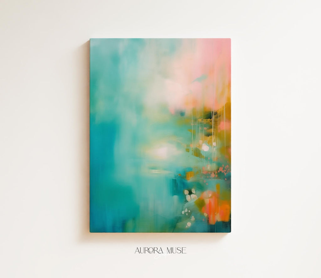 Abstract Wall Art - Teal Pink Wall Art - Abstract art Print - Teal Art - Maximalist Decor - Teal Ink Artwork - Modern Art | Aurora Muse 364