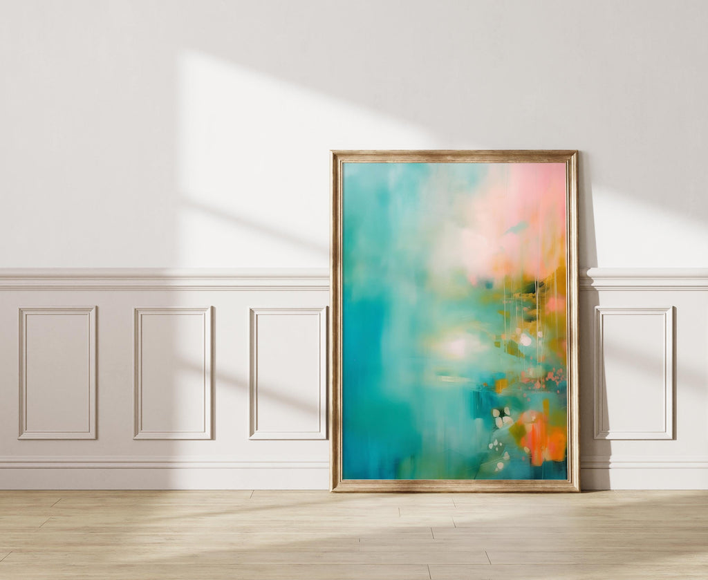 Abstract Wall Art - Teal Pink Wall Art - Abstract art Print - Teal Art - Maximalist Decor - Teal Ink Artwork - Modern Art | Aurora Muse 364