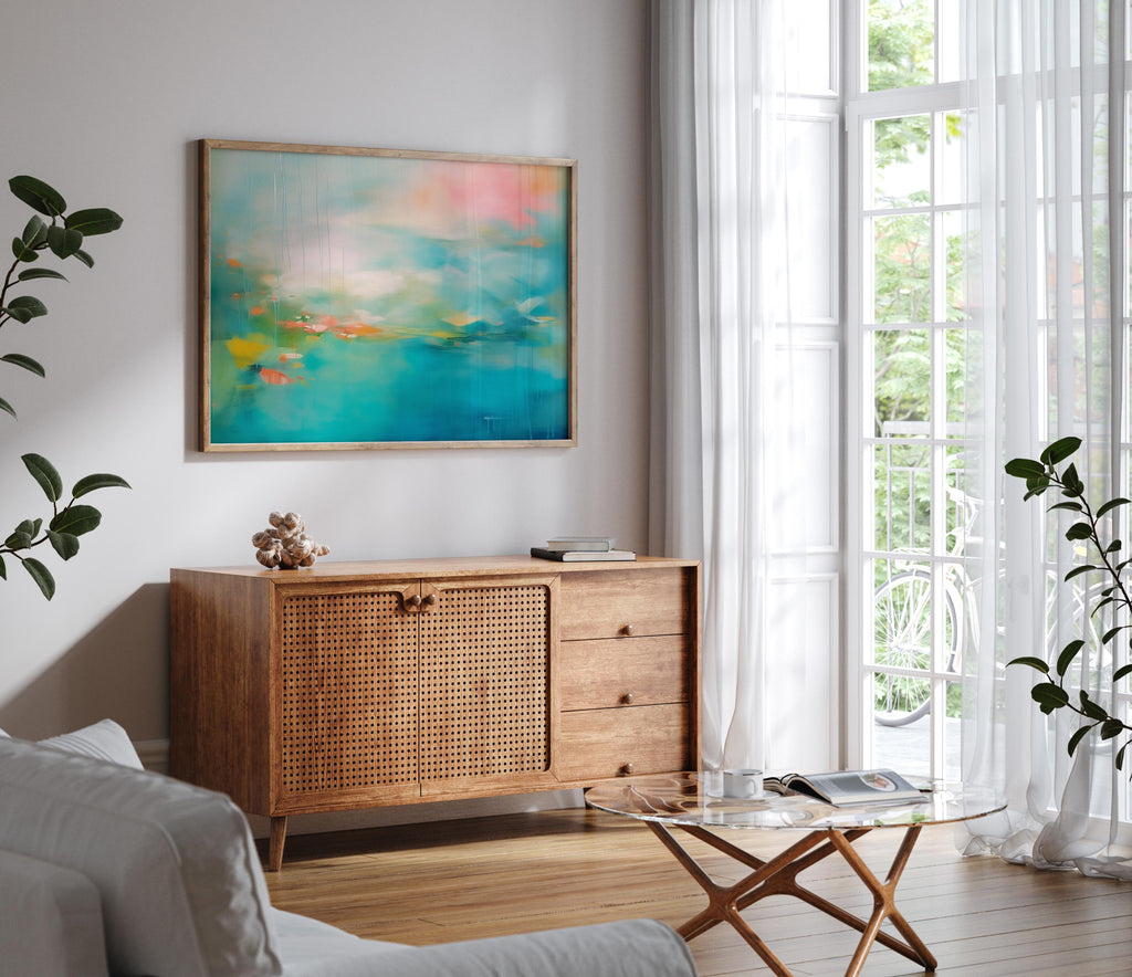 Canvas Wall Art Print, Neutral Framed Art, Giclée, Large, Horizontal, Living Room Decor, Minimalist, Zen, Bedroom, Over the Bed | 365