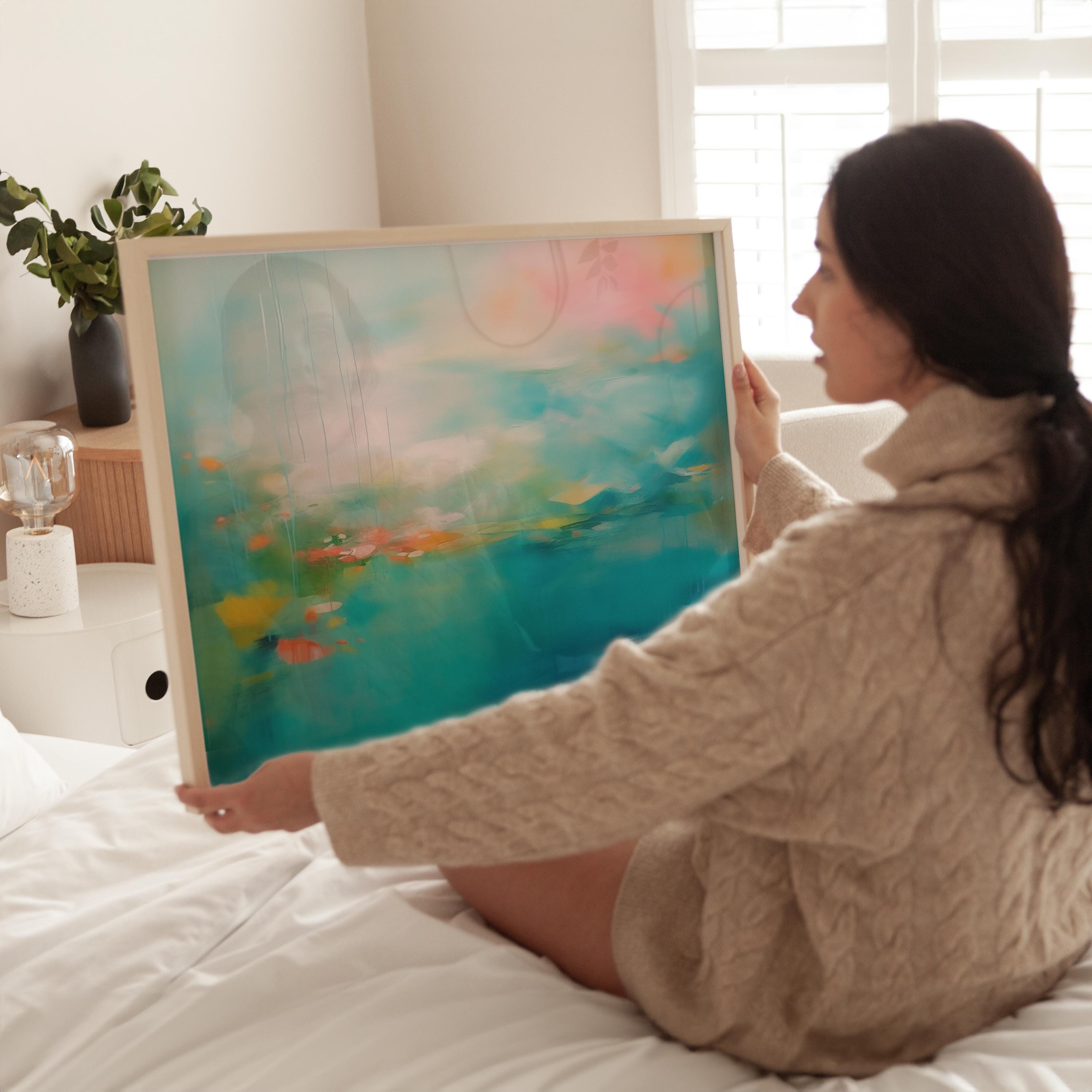 Canvas Wall Art Print, Neutral Framed Art, Giclée, Large, Horizontal, Living Room Decor, Minimalist, Zen, Bedroom, Over the Bed | 365