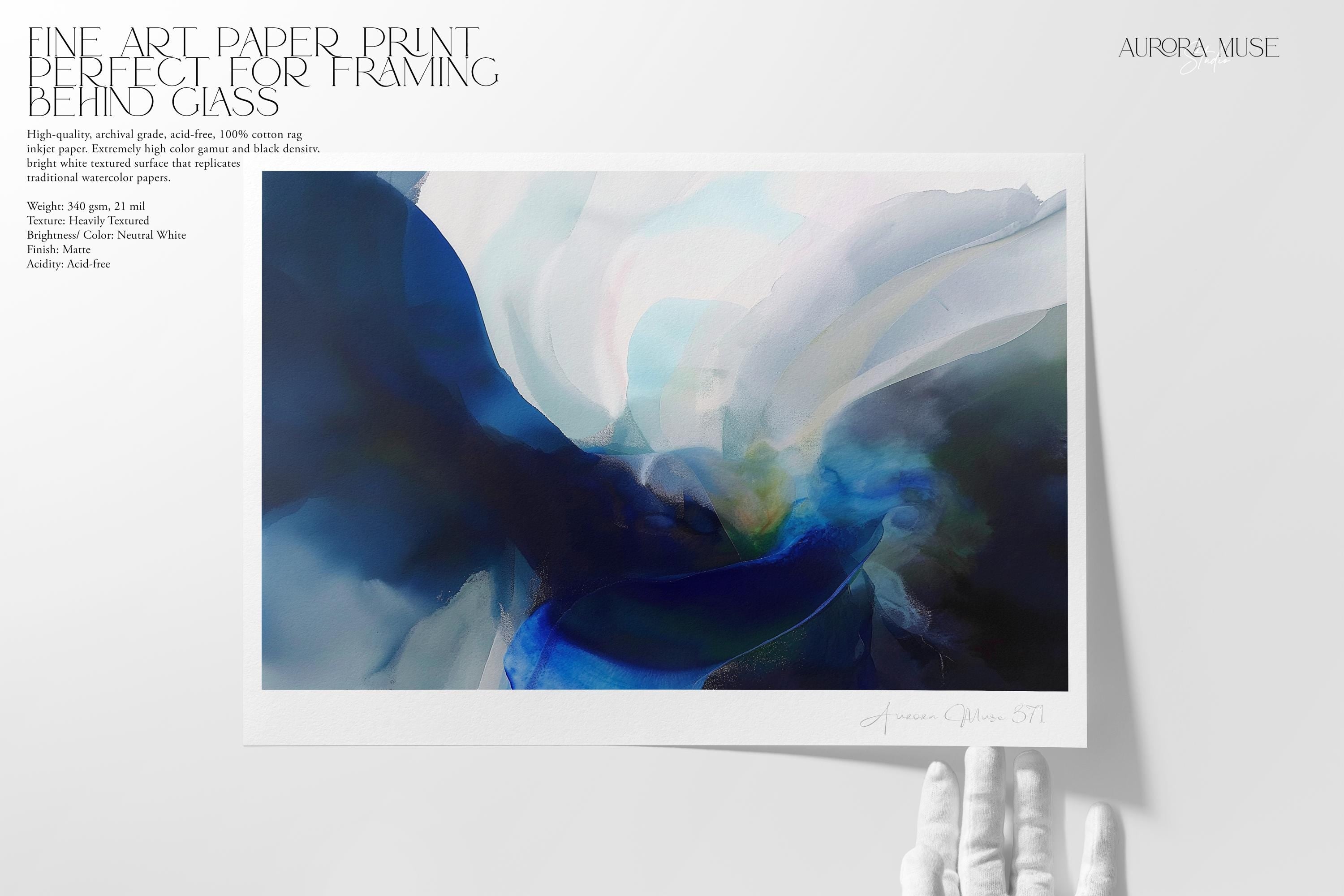 Framed Large Art Blue Abstract Square Wall Art Dark Navy Modern Canvas Painting Bold Color Decor Art for Living Room or Office | 371