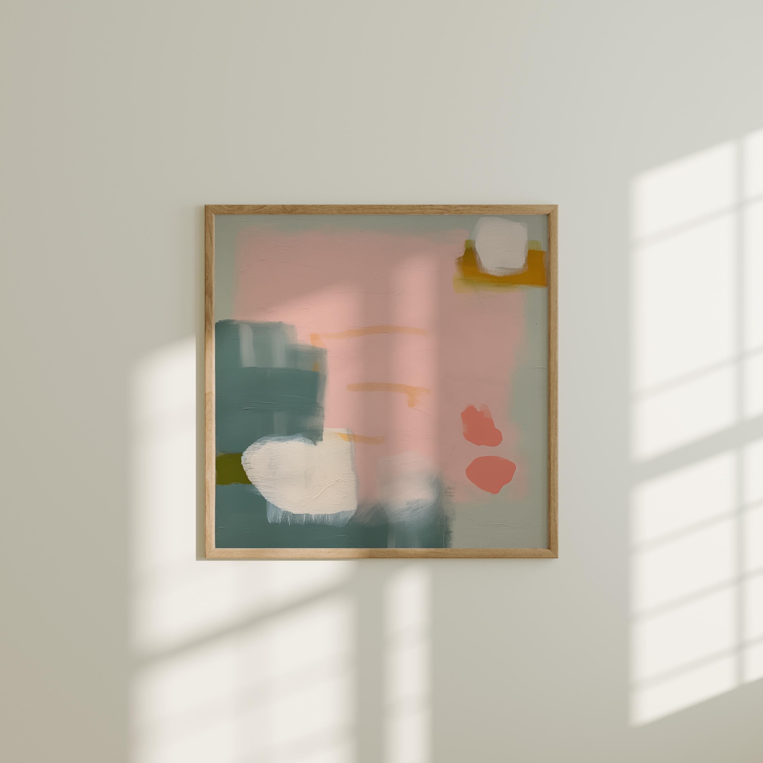Large Framed Wall Art, colorful canvas, large abstract print, pink painting, large art print, home gift, Pink & Sage Green | Aurora Muse 361