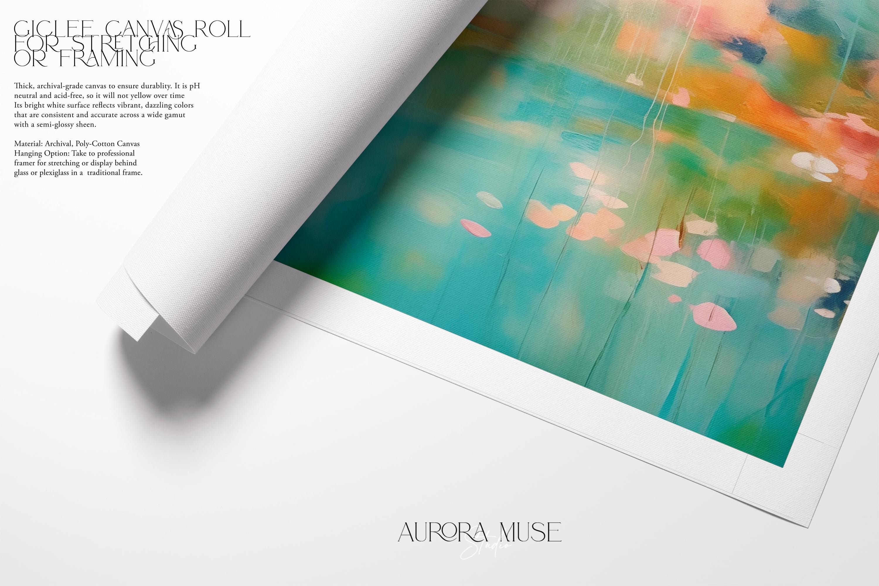 Pastel Landscape Wall Art, Square Abstract Canvas Print, Large Water Scene Decor, Soft Colorful Artwork, Framed Modern Wall Decor 366