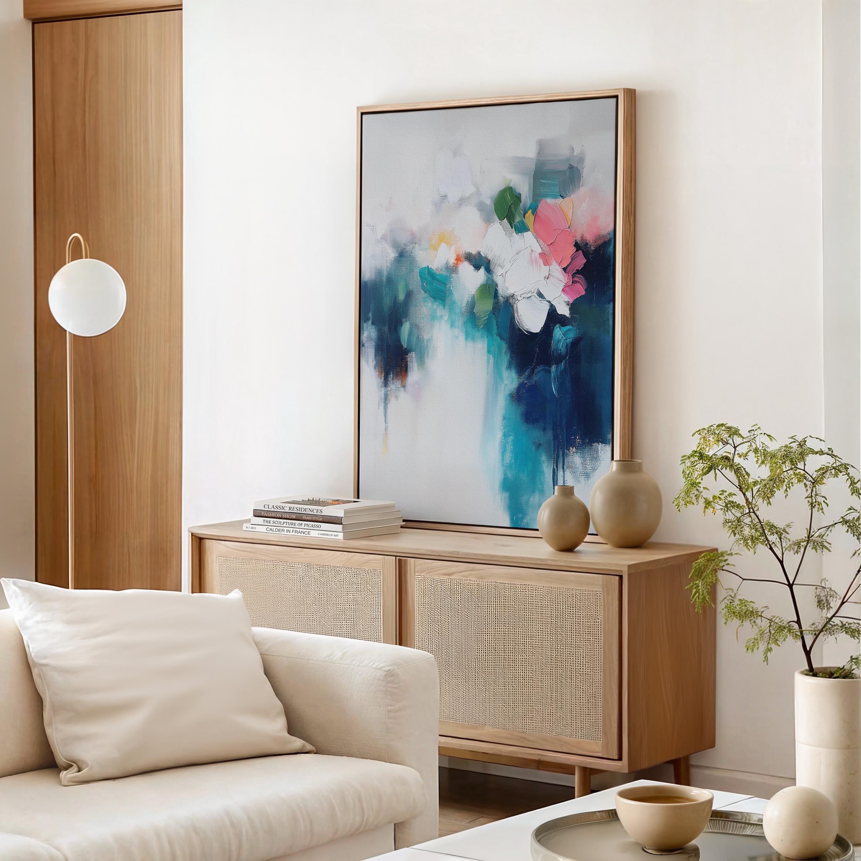 Framed Wall art, Blue colorful abstract painting, large canvas art, modern abstract art, Oversized Art Print, abstract art | Aurora Muse 377