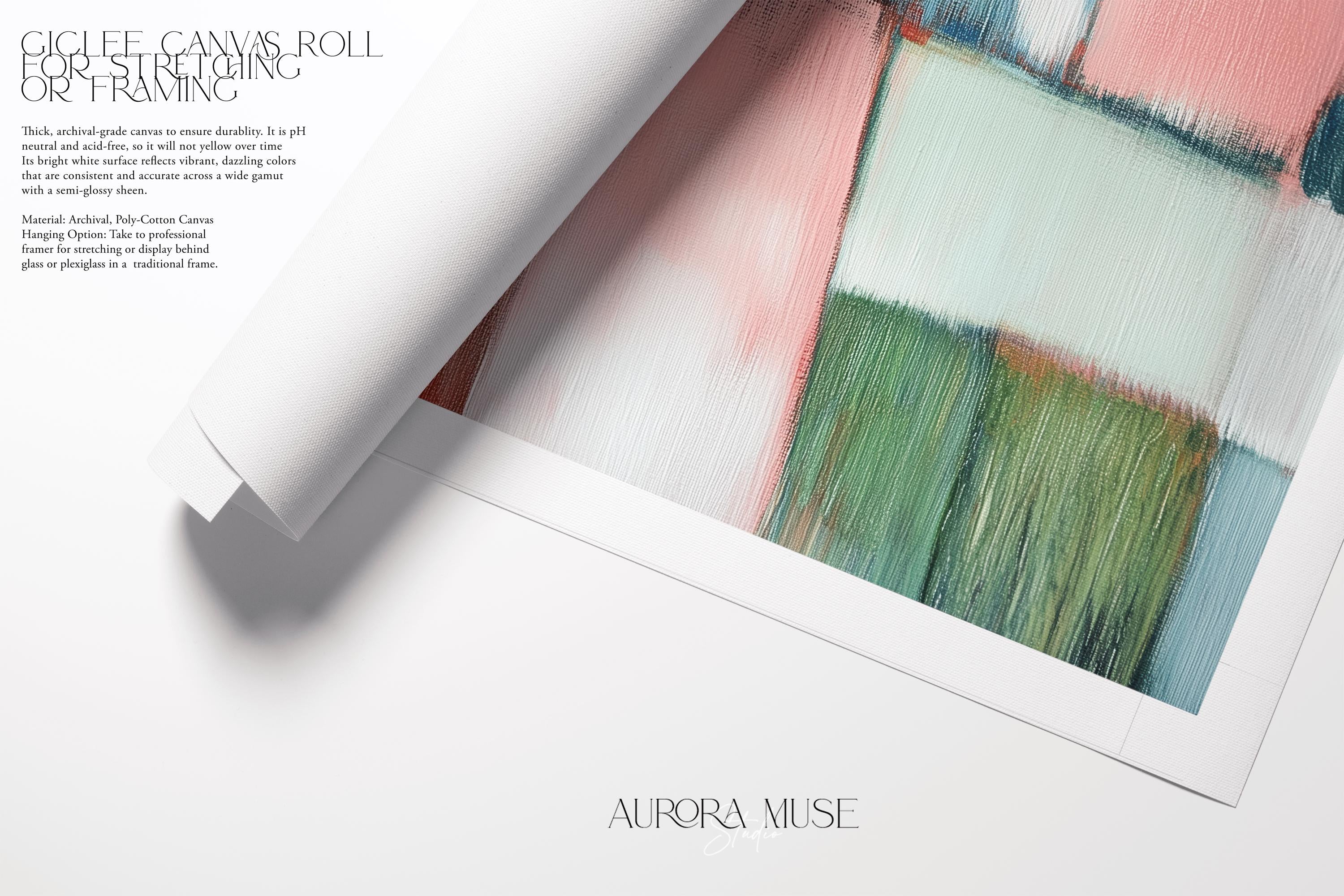 Oversized Abstract Painting Framed Canvas Wall Art Colorful Green Pink Giclee Print Modern Living Room Bedroom Office Home Decor 385