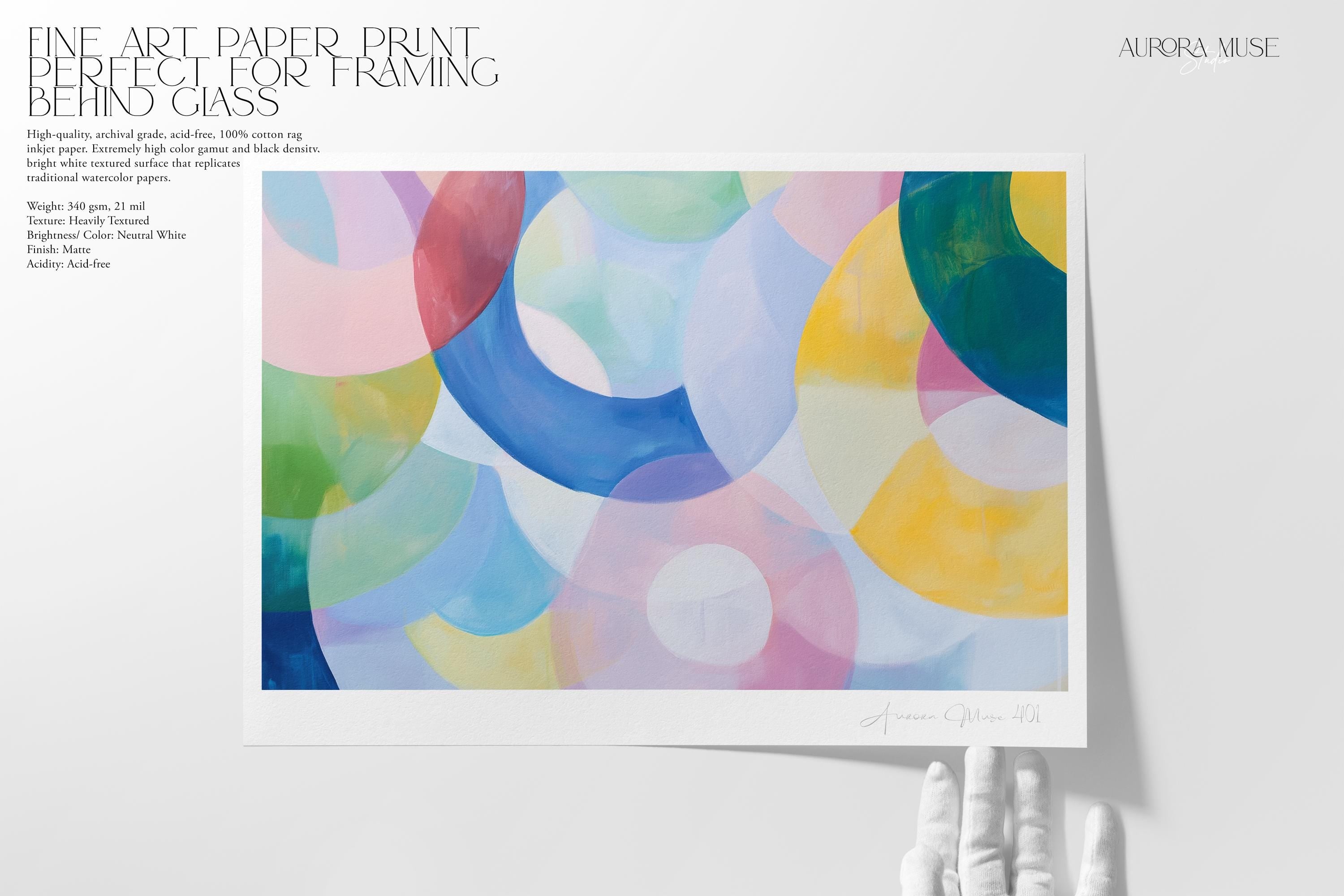 Fun pastel and colorful Abstract painting print, soft pink blue and multicolor abstract wall art, Eclectic wall decor | Aurora Muse 401