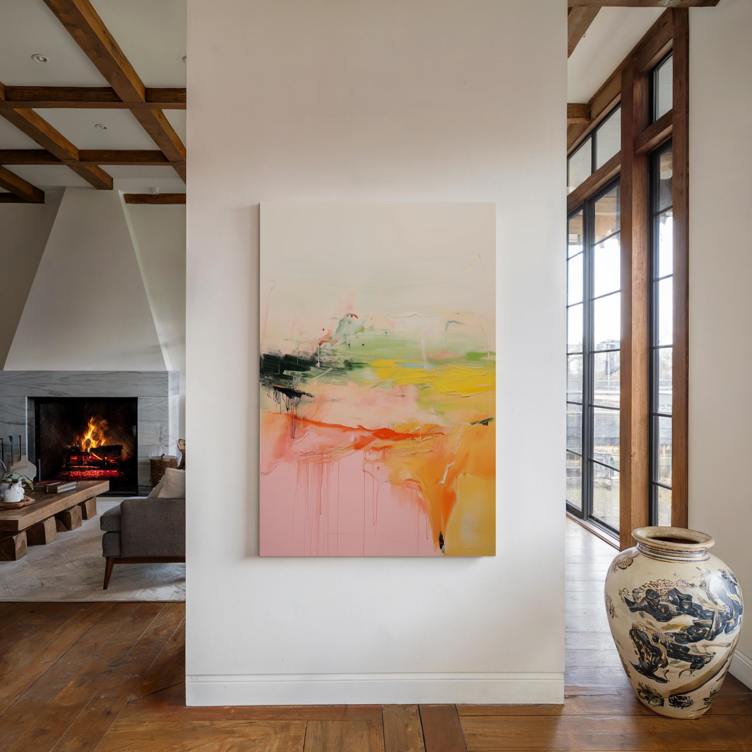 Large Pink Abstract painting, Boho Home Decor, colorful canvas, large abstract print, original canvas painting | Aurora Muse 290