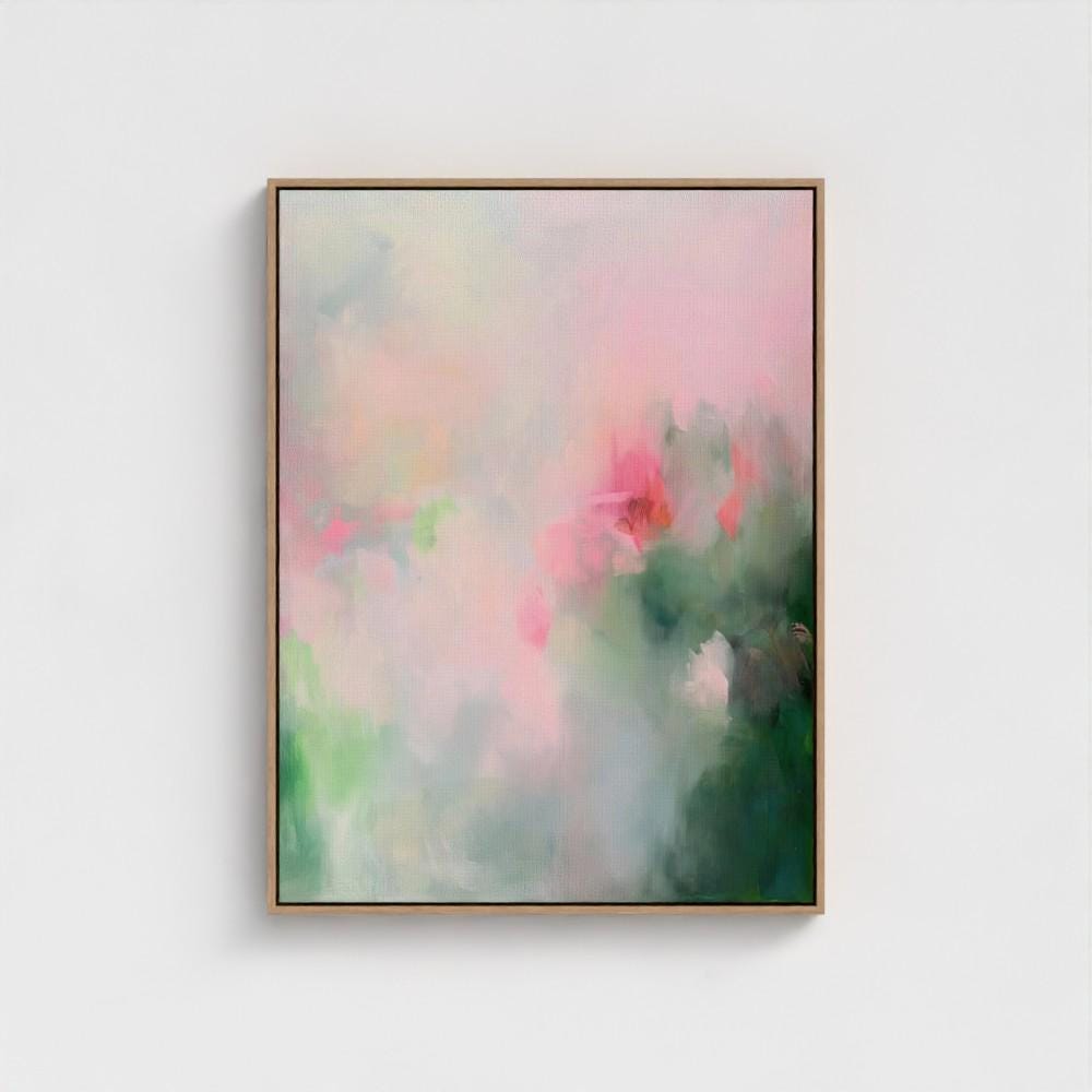 Light pink magenta green abstract artwork, Modern textured abstract painting print, Eclectic wall decor | 386