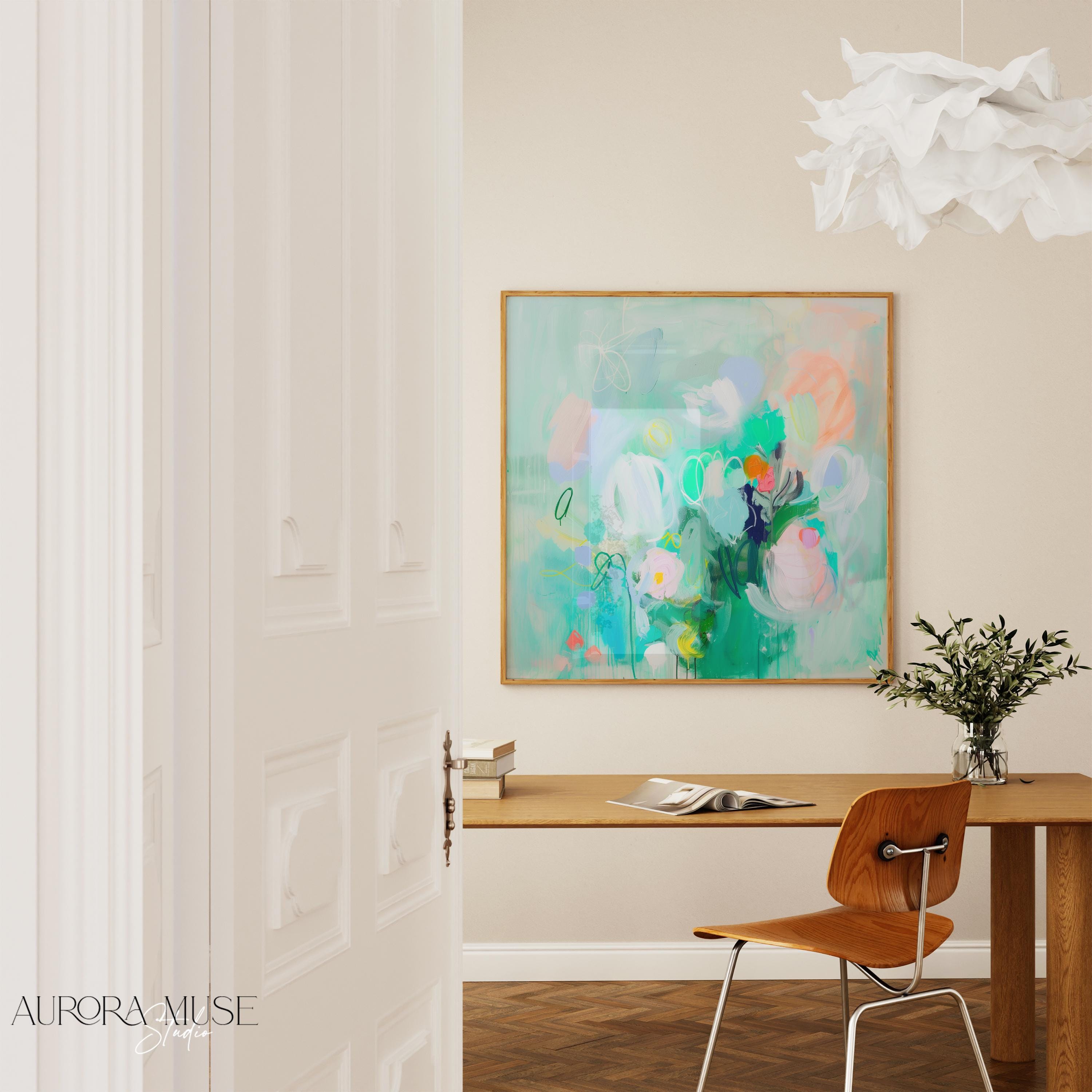 Teal Abstract Wall Art | Aqua and Turquoise Large Canvas, Colorful Modern Painting, Extra Large Abstract Art Print  374