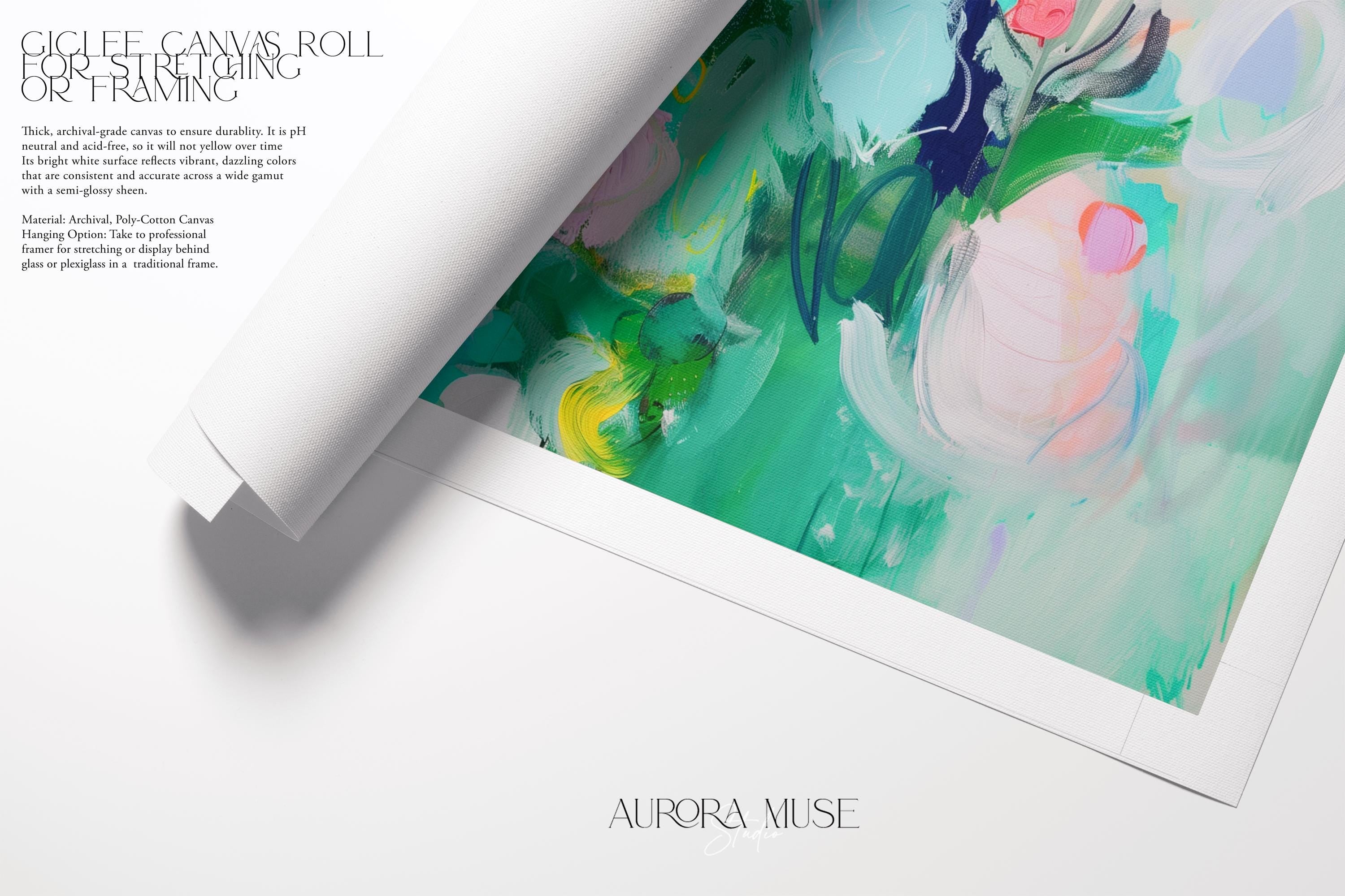 Teal Nursery Wall Art · Soft Botanical Abstract Wall Art · Pastel Nursery Artwork · Flower Art Bedroom · Aqua Bloom (374)
