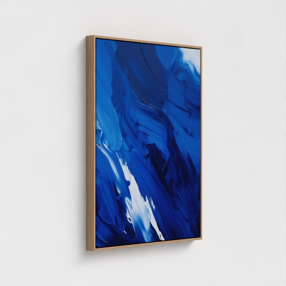 Abstract Framed Canvas – Abstract Painting Print, Coastal Blue Abstract Canvas Wall Art – Summer Coastal Beach Lake House Decor, Blue | 225