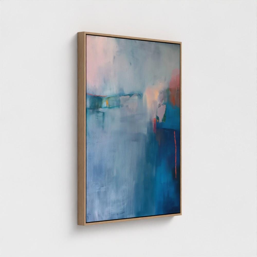 Abstract Painting Print, Coastal Blue Abstract Canvas Wall Art – Framed Summer Beach House Decor, Giclee Print, Blue | 265
