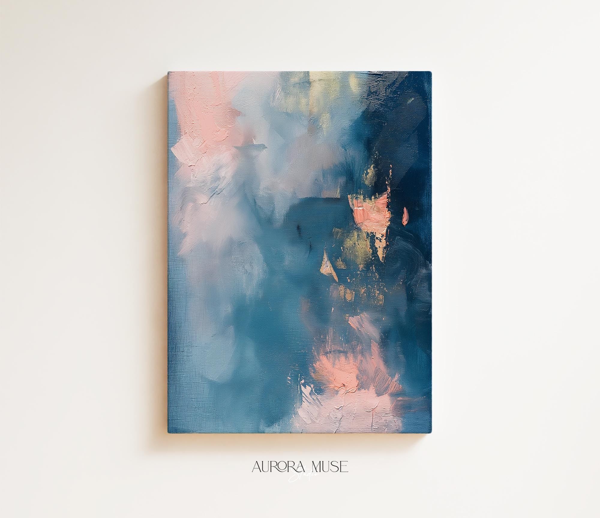 Framed Wall Art | Abstract Painting | Colorful Giclee Canvas Print | Blue Summer Decor | 329