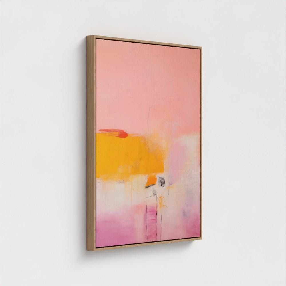 Colorful abstract art print on framed canvas, perfect for vibrant wall decor, modern home design, office decor, and staging projects. Large statement art featuring bold brushstrokes and colorful texture. Ready-to-hang giclée canvas adds energy to any living space. Pink Yellow Abstract Wall Art Square Canvas Painting Modern Colorful Giclee Print Large Contemporary Artwork for Living Room Decor 380