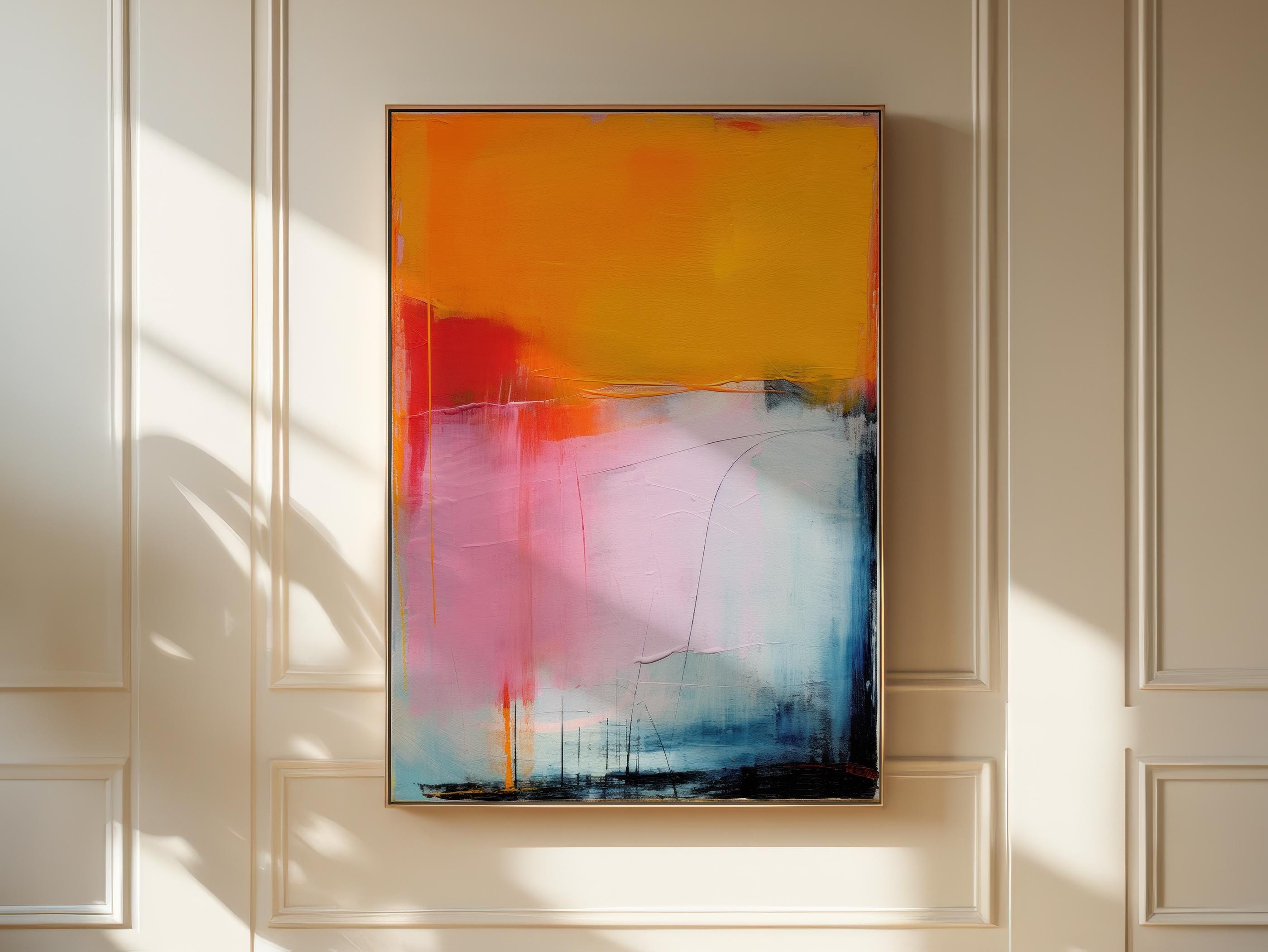 Contemporary Abstract Canvas Prints: Minimalist Mid Century Modern Retro Wall Art Decor, Large Framed Original Artwork for Home Office 107