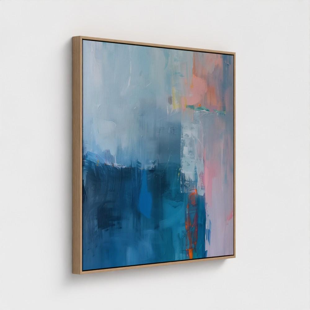 Large Framed Wall Art Abstract Canvas Print - Extra Large Wall Art - Blue Statement Piece for Modern Living Room or Office Decor | 404