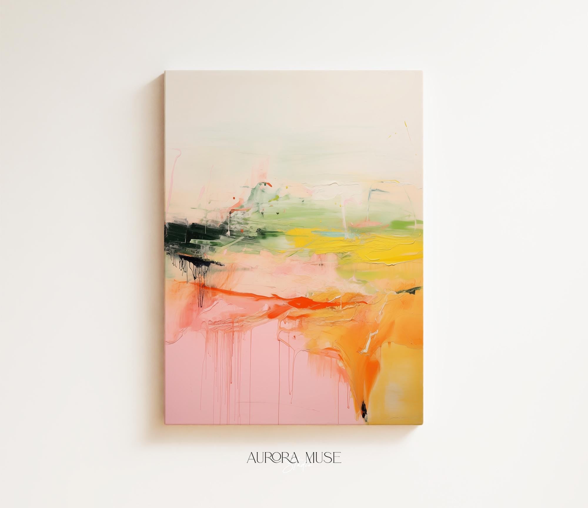 Large Pink Abstract painting, Boho Home Decor, colorful canvas, large abstract print, original canvas painting | Aurora Muse 290