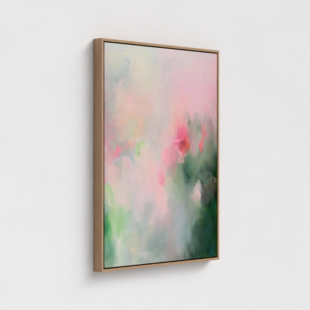Light pink magenta green abstract artwork, Modern textured abstract painting print, Eclectic wall decor | 386