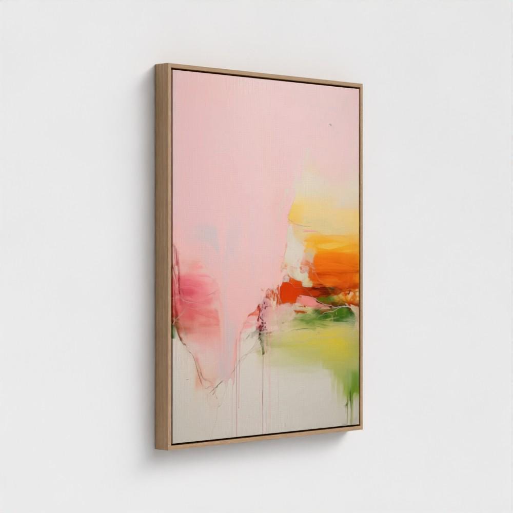 Pink and Green Abstract | Framed Canvas Wall Art, Modern Giclée Art Print, Colorful Abstract Painting for Living Room or Bedroom Decor | 292