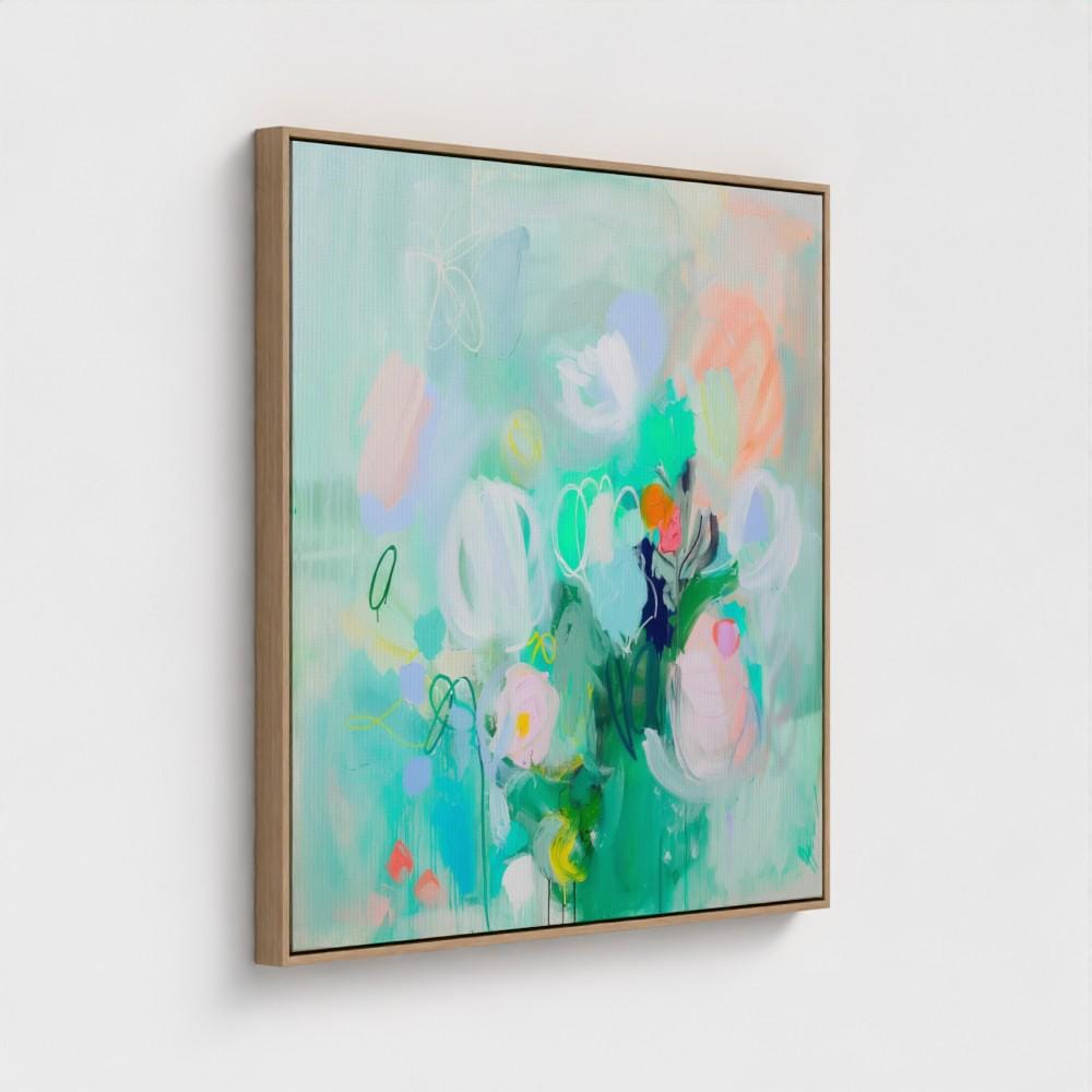 Teal Nursery Wall Art · Soft Botanical Abstract Wall Art · Pastel Nursery Artwork · Flower Art Bedroom · Aqua Bloom (374)