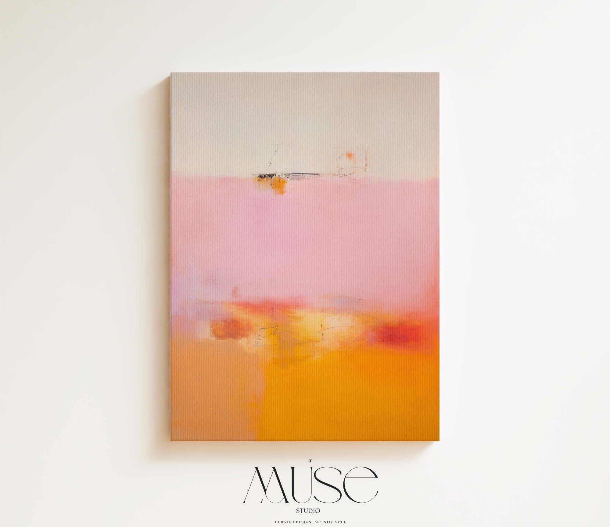 Vertical Wall Art Large Abstract Canvas Pink Orange Modern Statement Art for Living Room Bedroom Entryway Soft Contemporary Decor | 068