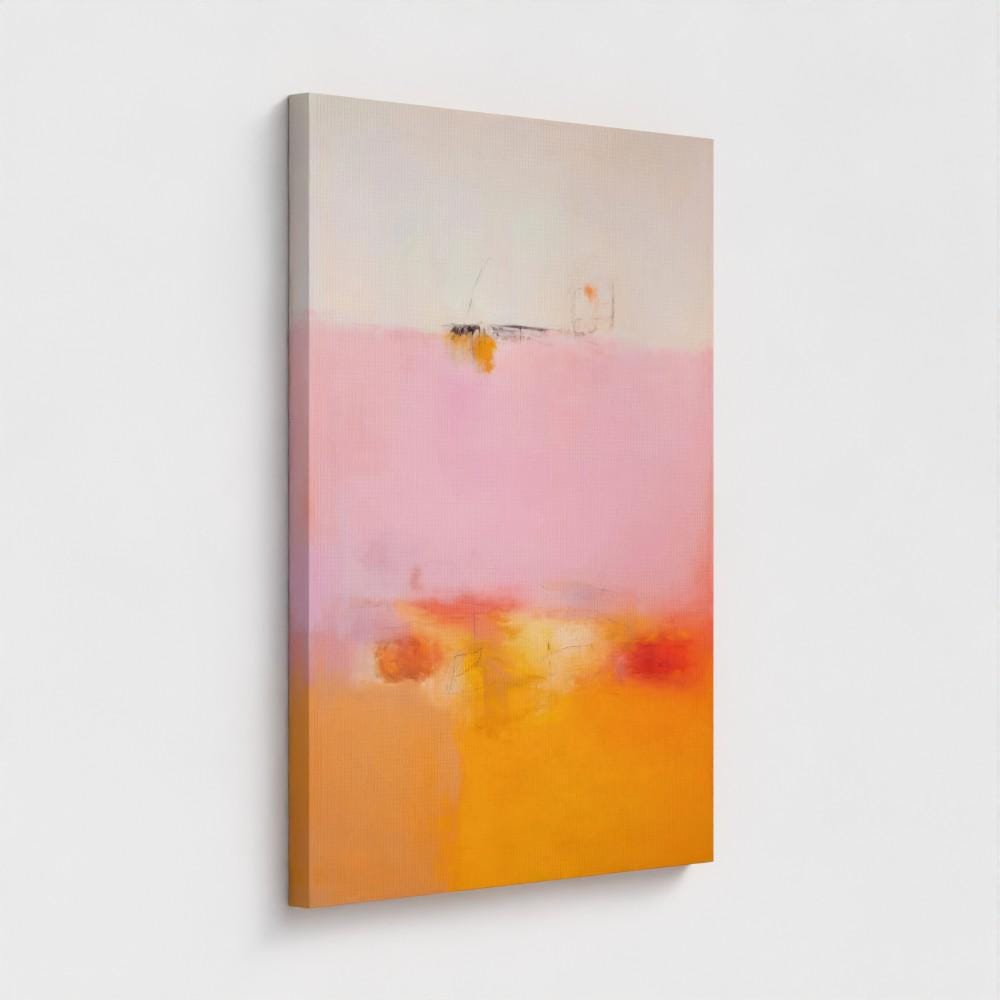 Vertical Wall Art Large Abstract Canvas Pink Orange Modern Statement Art for Living Room Bedroom Entryway Soft Contemporary Decor | 068