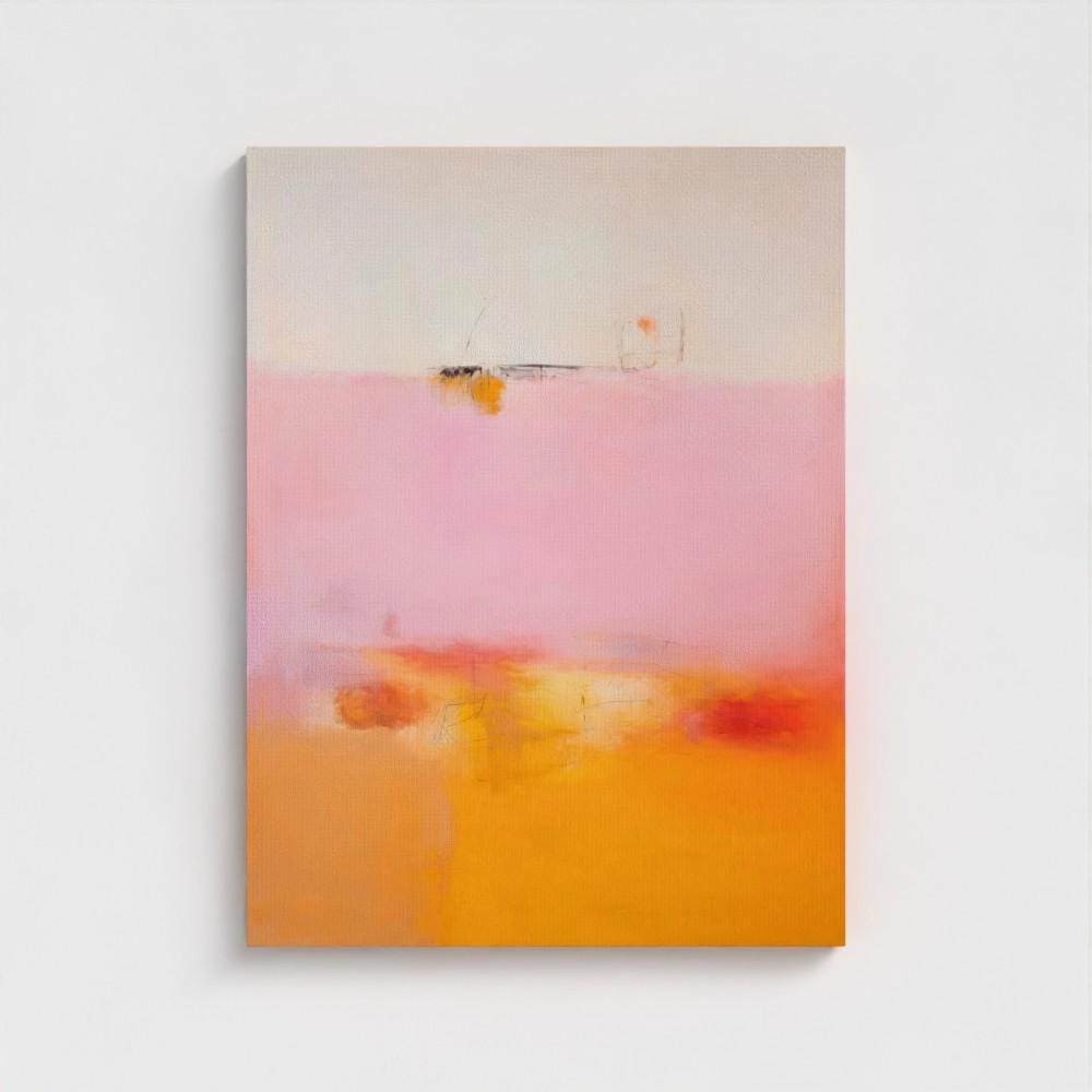 Vertical Wall Art Large Abstract Canvas Pink Orange Modern Statement Art for Living Room Bedroom Entryway Soft Contemporary Decor | 068