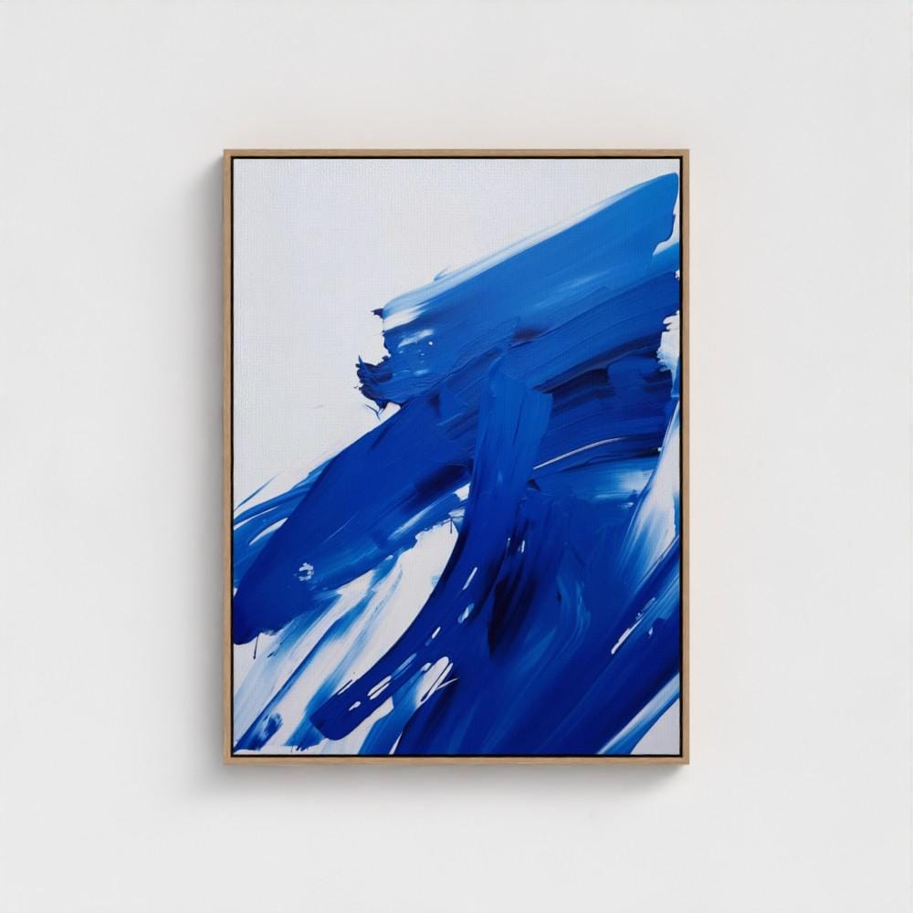 Modern Abstract Framed Canvas – Large Colorful Wall Art for Living Room, Summer Coastal House Decor, Giclee Print, Blue | 226