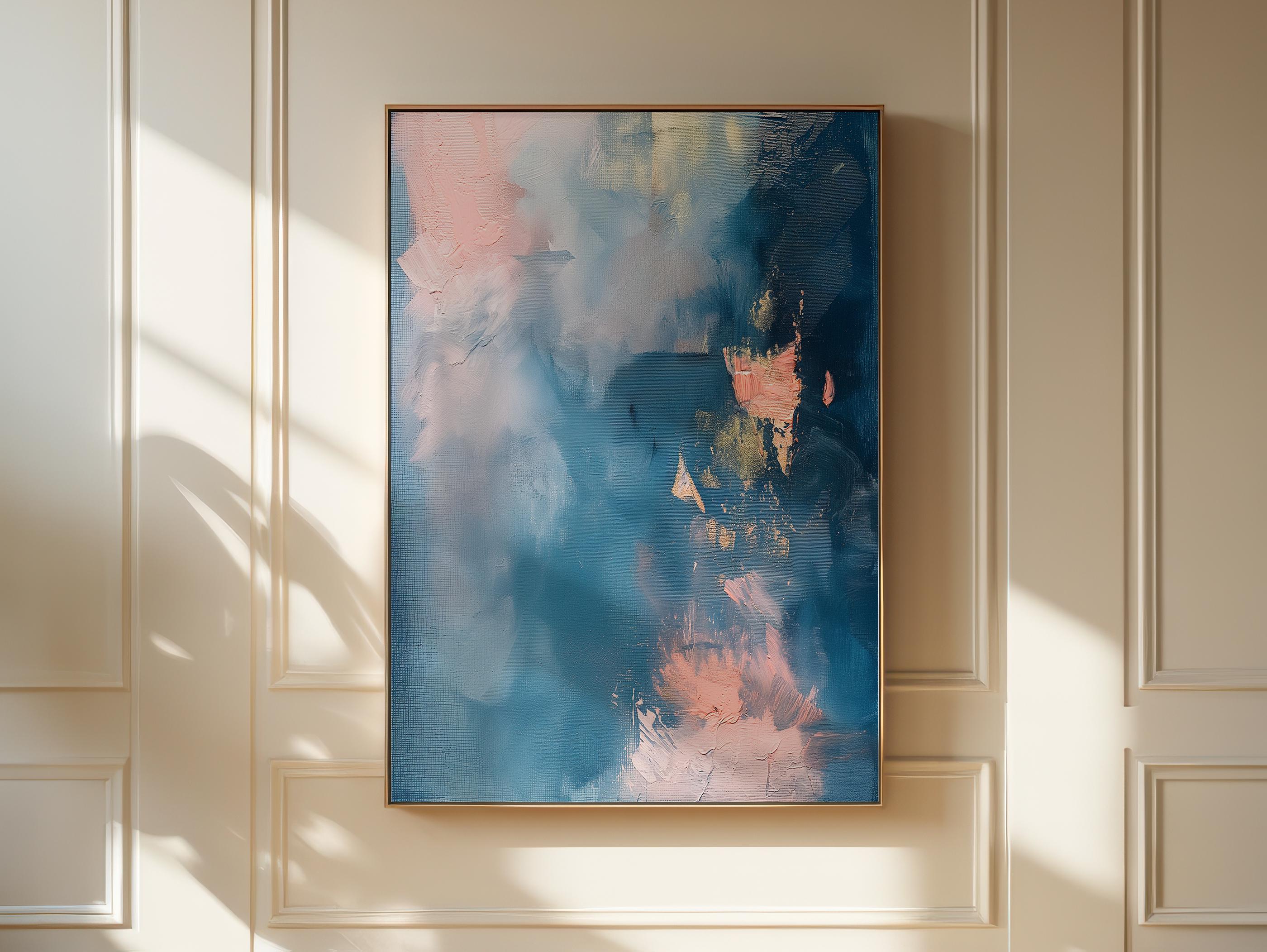 Framed Wall Art | Abstract Painting | Colorful Giclee Canvas Print | Blue Summer Decor | 329