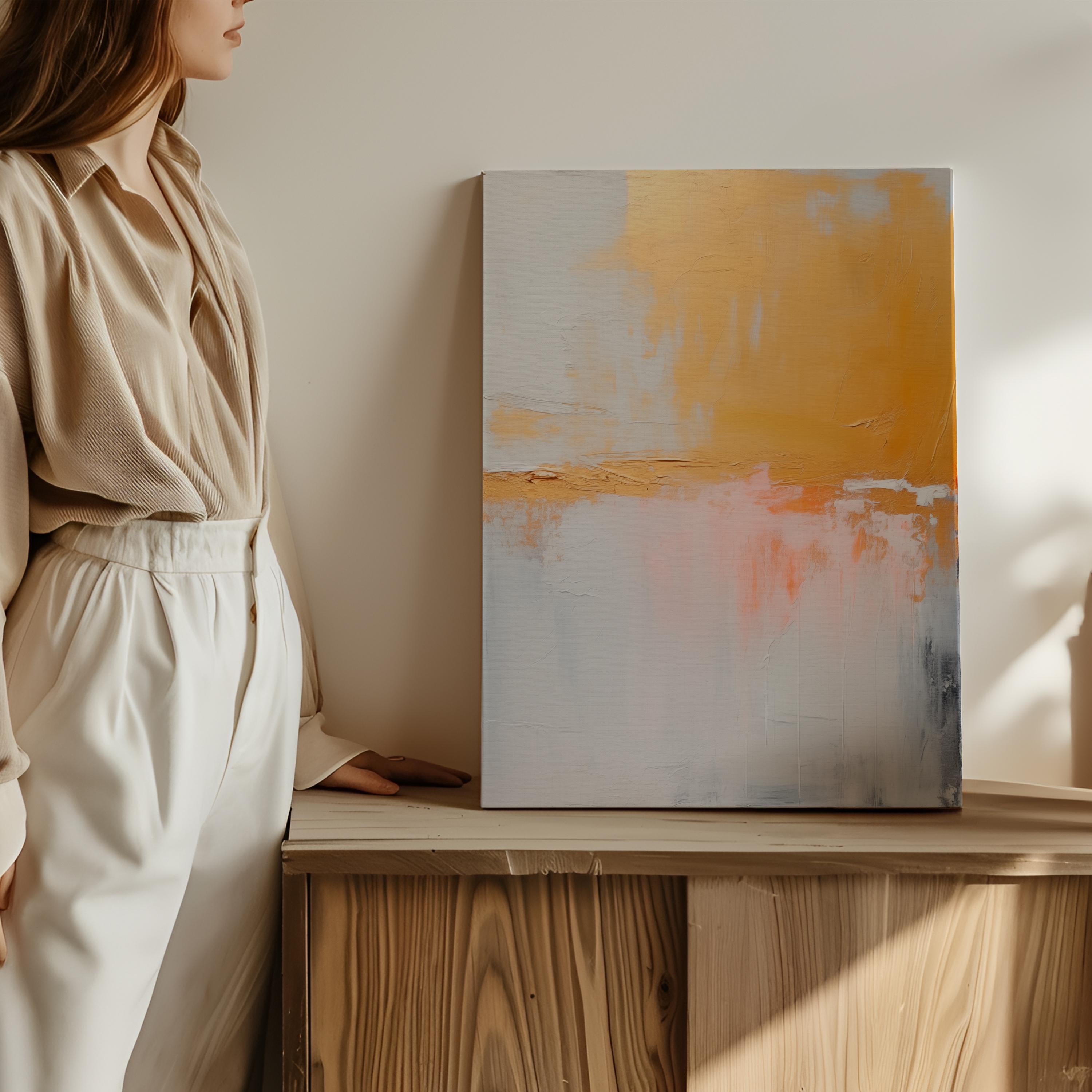 Gold Neutral Abstract Canvas Art Vertical Wall Decor Large Statement Minimalist Decor Scandi Home Styling 209