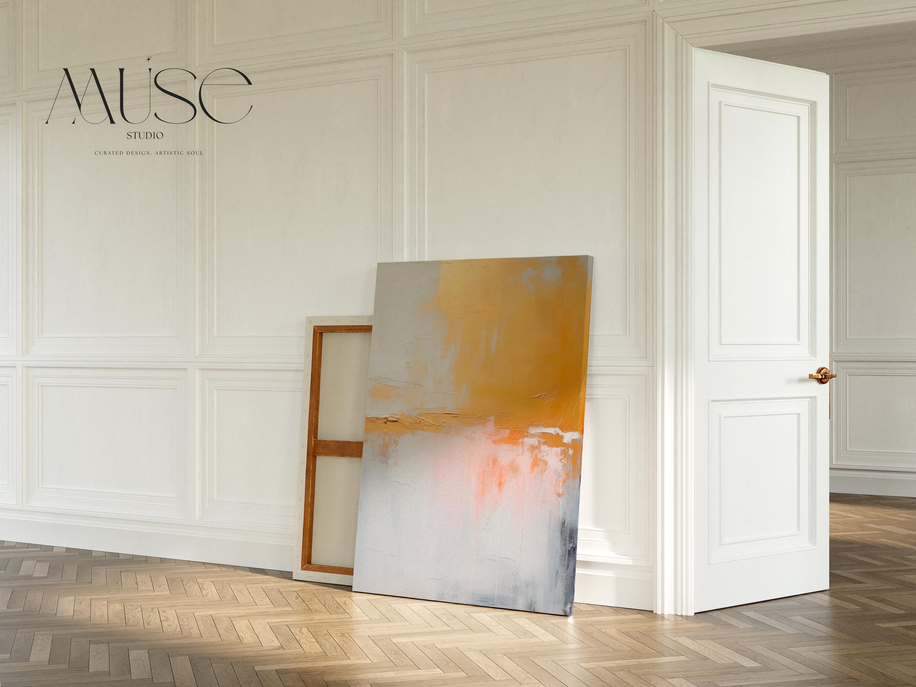Gold Neutral Abstract Canvas Art Vertical Wall Decor Large Statement Minimalist Decor Scandi Home Styling 209