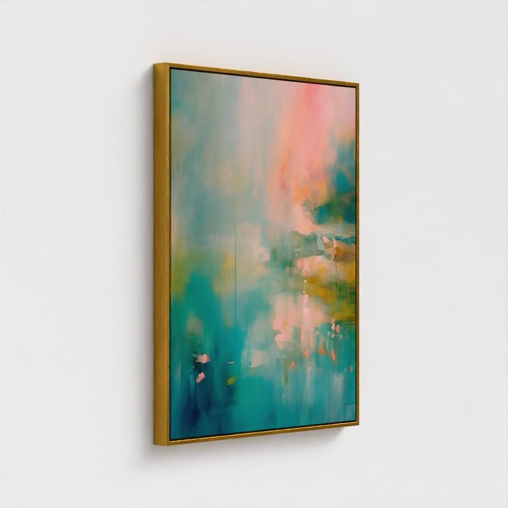 Colorful abstract art print on framed canvas, perfect for vibrant wall decor, modern home design, office decor, and staging projects. Large statement art featuring bold brushstrokes and colorful texture. Ready-to-hang giclée canvas adds energy to any living space. Teal Abstract Wall Art Modern Vertical Canvas Print Soft Contemporary Painting Large Coral Aqua Green Giclee Artwork Living Room Decor 055