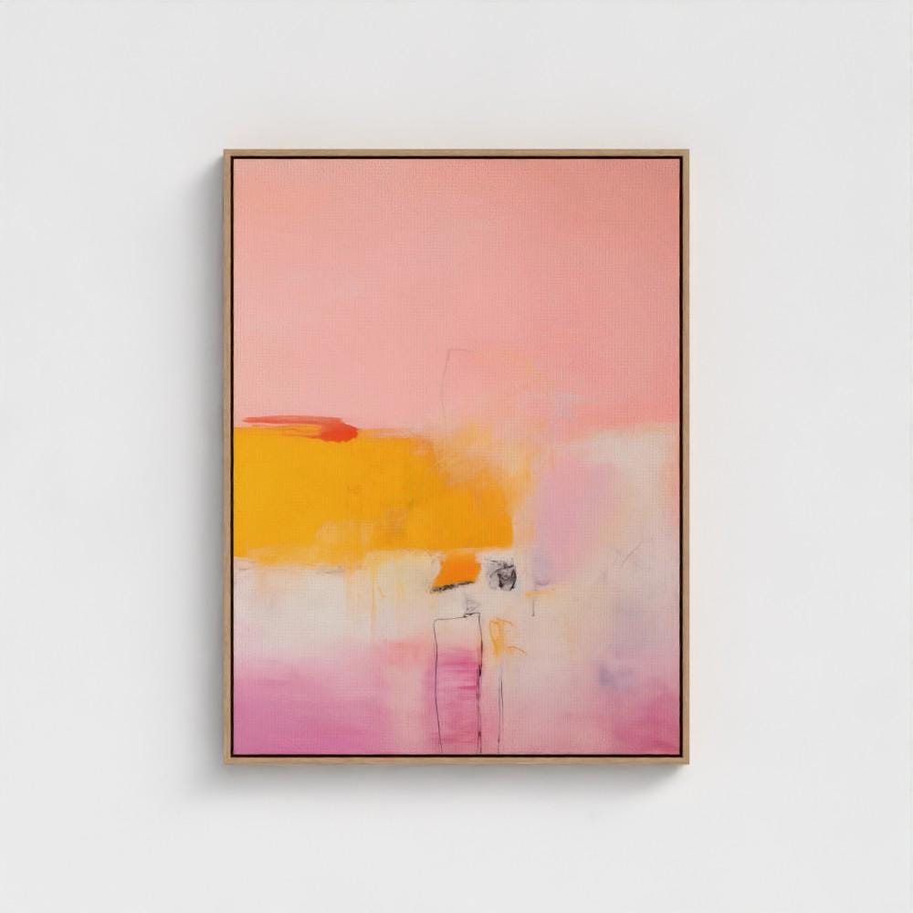 Colorful abstract art print on framed canvas, perfect for vibrant wall decor, modern home design, office decor, and staging projects. Large statement art featuring bold brushstrokes and colorful texture. Ready-to-hang giclée canvas adds energy to any living space. Pink Yellow Abstract Wall Art Square Canvas Painting Modern Colorful Giclee Print Large Contemporary Artwork for Living Room Decor 380