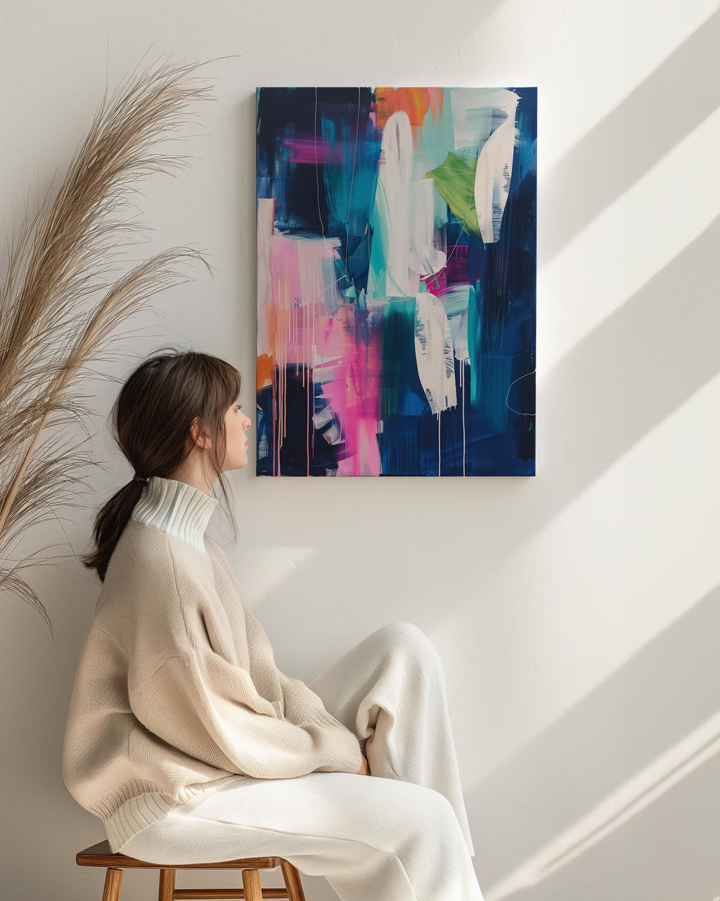 Bright, vivid and colourful abstract print, Funky multicolour abstract art, modern wall art | Aurora Muse 335