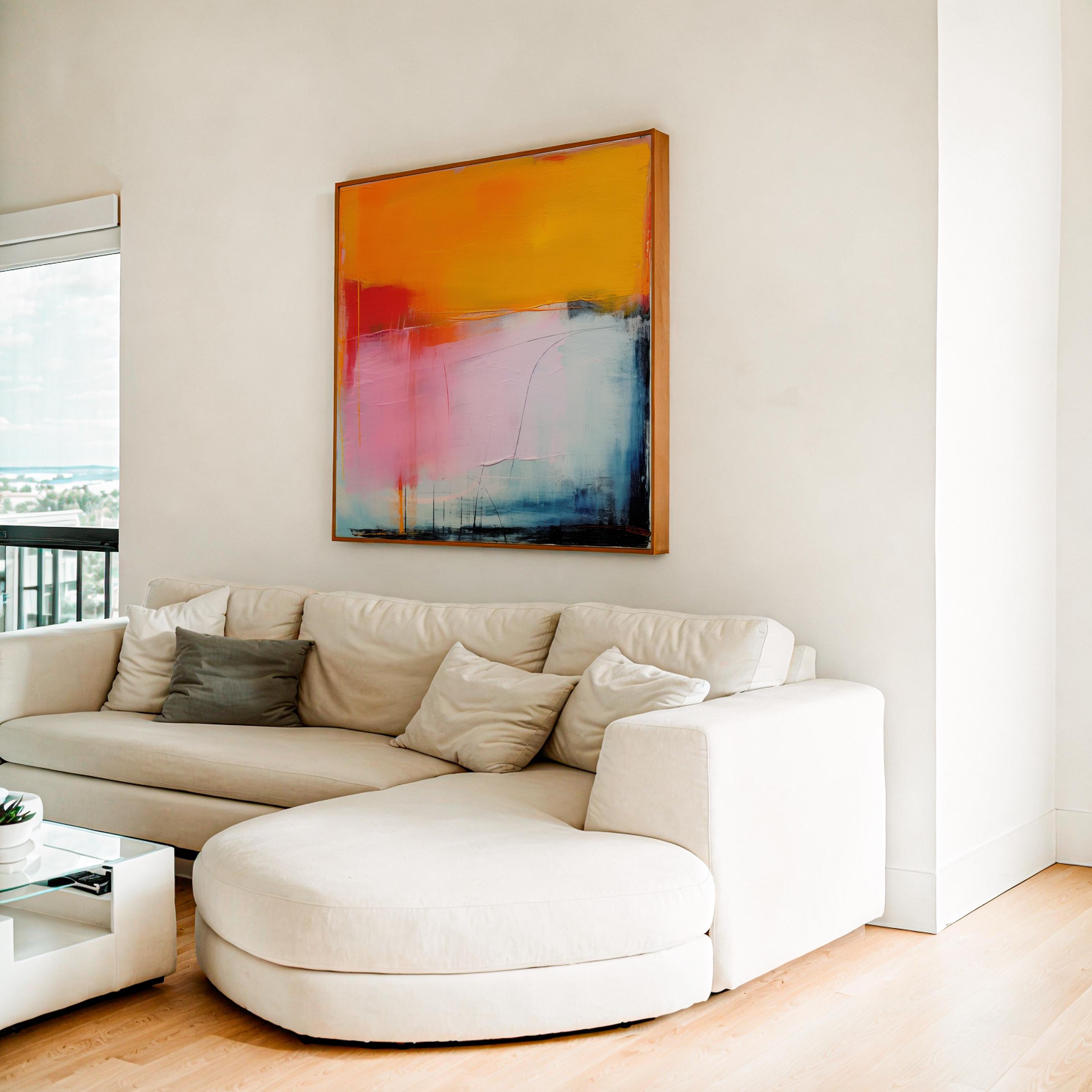 Contemporary Abstract Canvas Prints: Minimalist Mid Century Modern Retro Wall Art Decor, Large Framed Original Artwork for Home Office 107