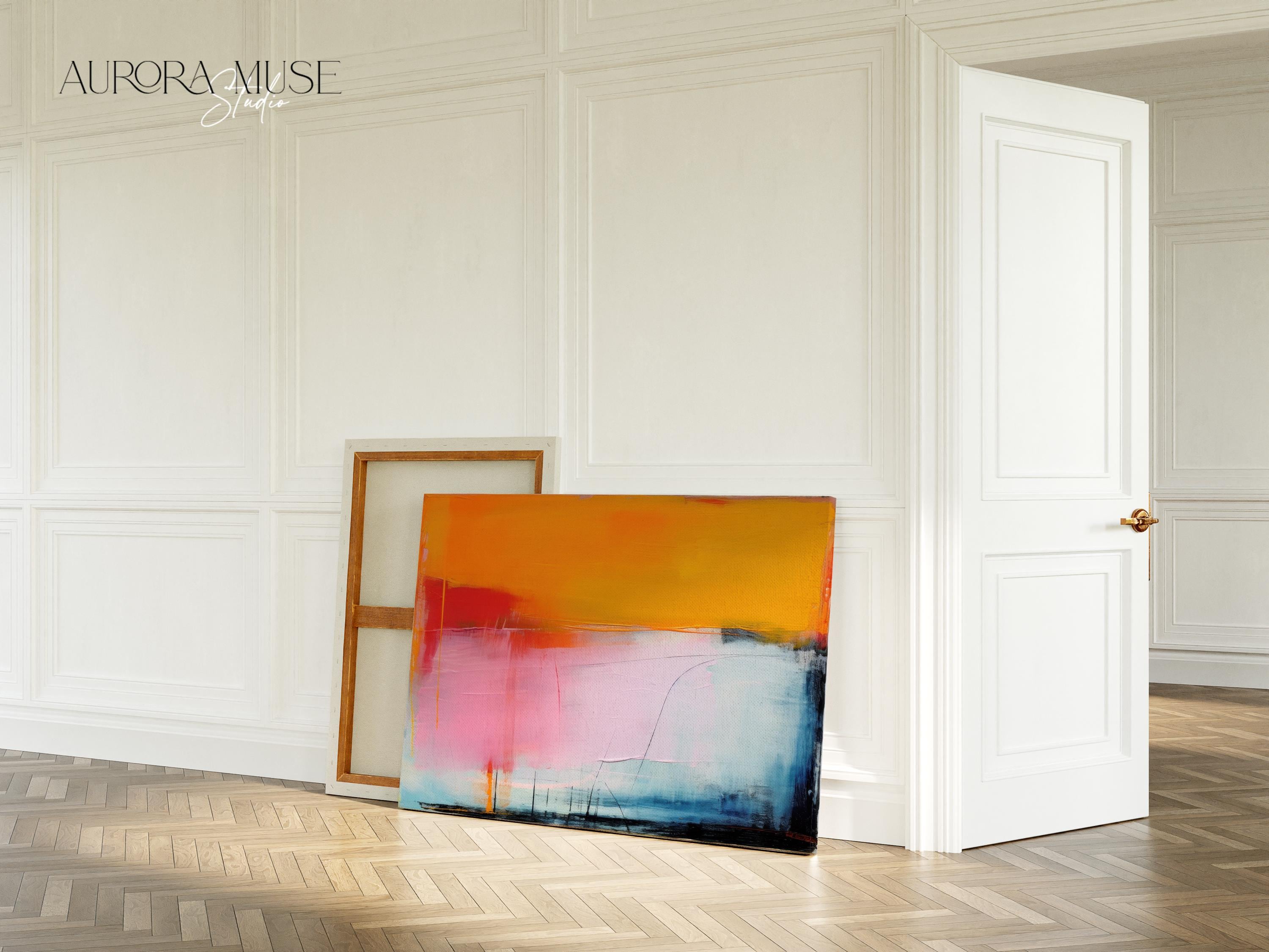 Large Abstract Canvas Print, Colorful Wall Art, Modern Home Decor, Bold Statement Piece, Contemporary Living Room Art, Orange Blue | 107