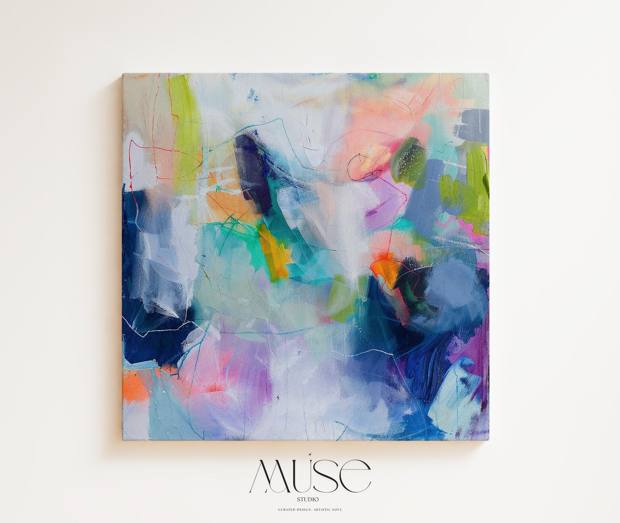 Bright Square Canvas Art in Pink Blue Green, Abstract Poster Print or Canvas for Preppy Wall Decor, Bold Colorful Art Bedroom or Office 249 wall art prints, living room decor, abstract painting, abstract art, modern wall art, modern art, living room art, square, abstract wall art, canvas wall art, wall art, abstract print, colorful wall art