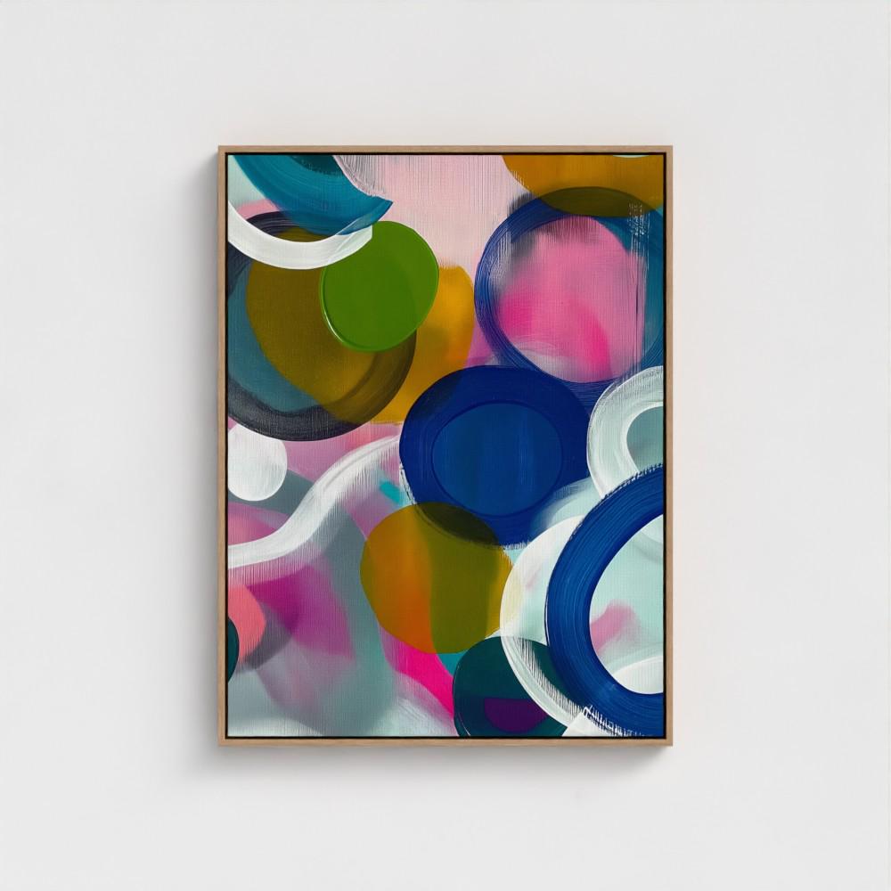 Colorful Abstract Wall Art Vertical Canvas Painting Circle Pattern Modern Print Large Pink Blue Green Giclee for Living Room Decor 384