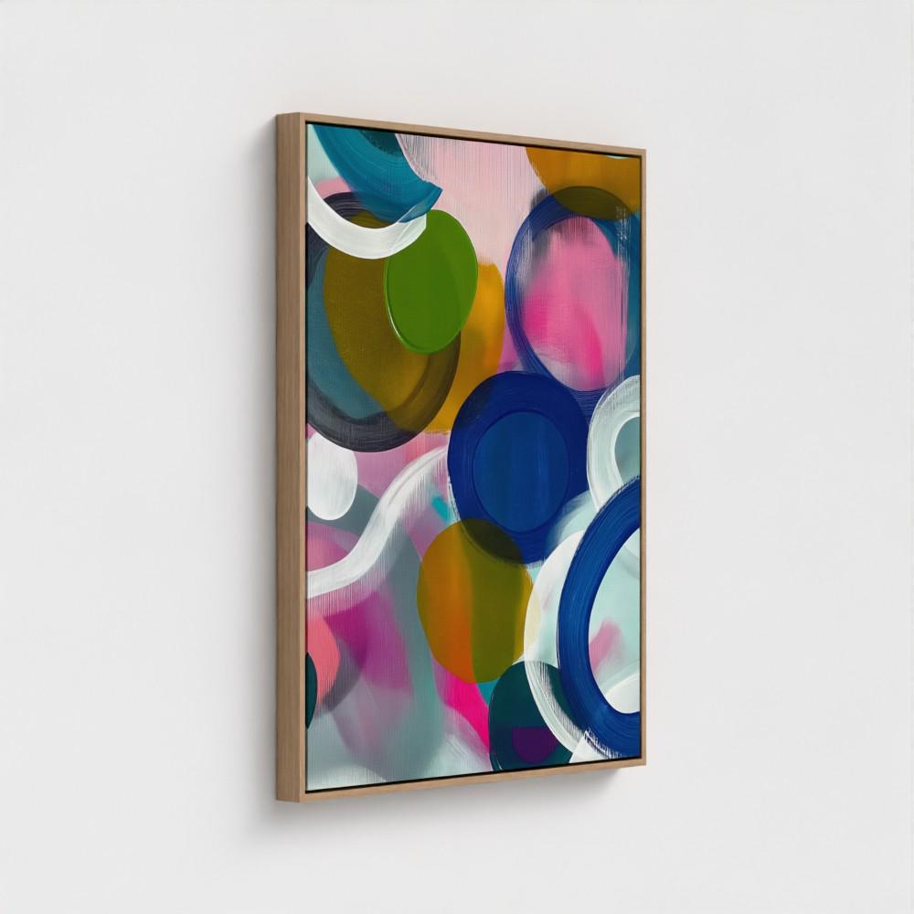 Colorful Abstract Wall Art Vertical Canvas Painting Circle Pattern Modern Print Large Pink Blue Green Giclee for Living Room Decor 384